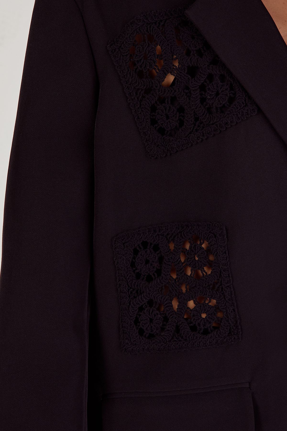 NastyGal Tailored Crochet Insert Oversized Blazer Black image 5