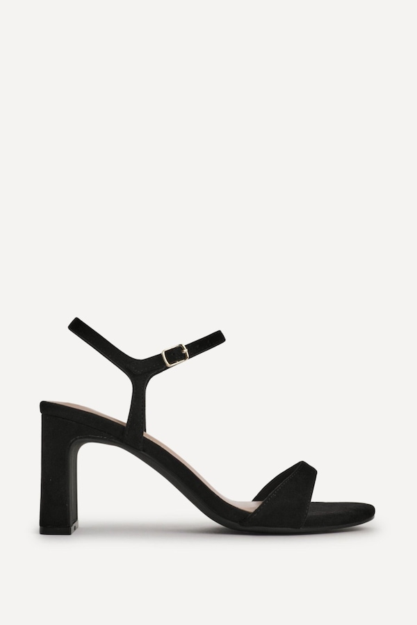Linzi Charisma Black Faux Suede Heeled Sandals