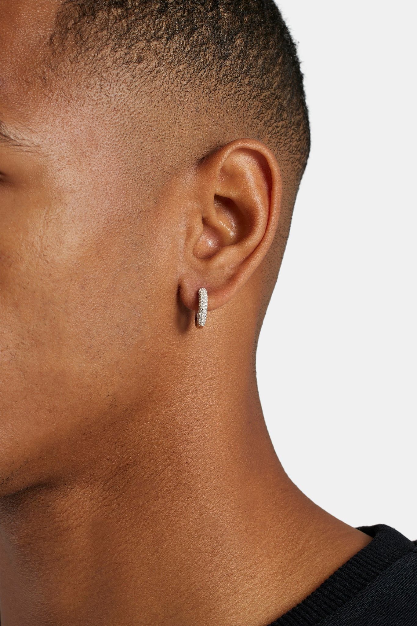 Cernucci Iced Hoop Earrings - Silver 15mm image 2