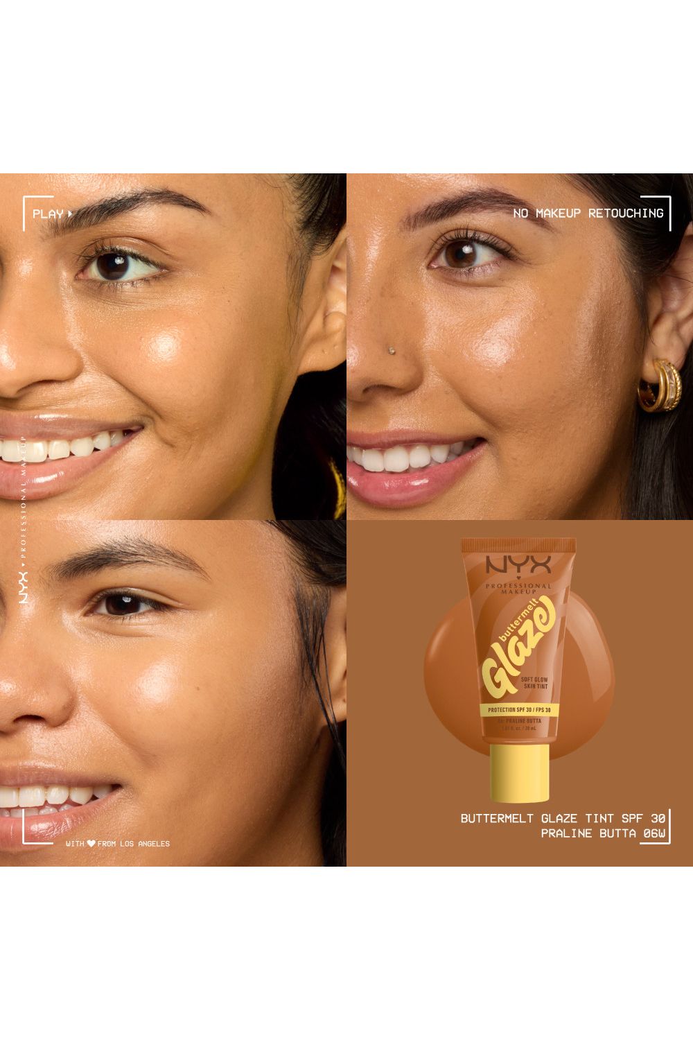 NYX Professional Makeup Buttermelt Glaze Soft Glow Skin Tint + SPF/FPS 30 30ml Praline Butta image 5