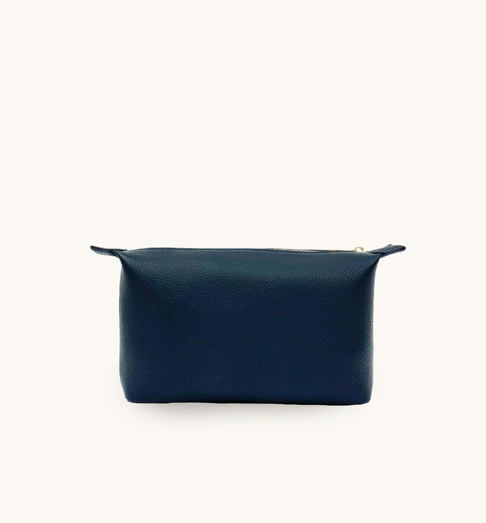 Apatchy London Medium Leather Navy Beauty Bag image 2