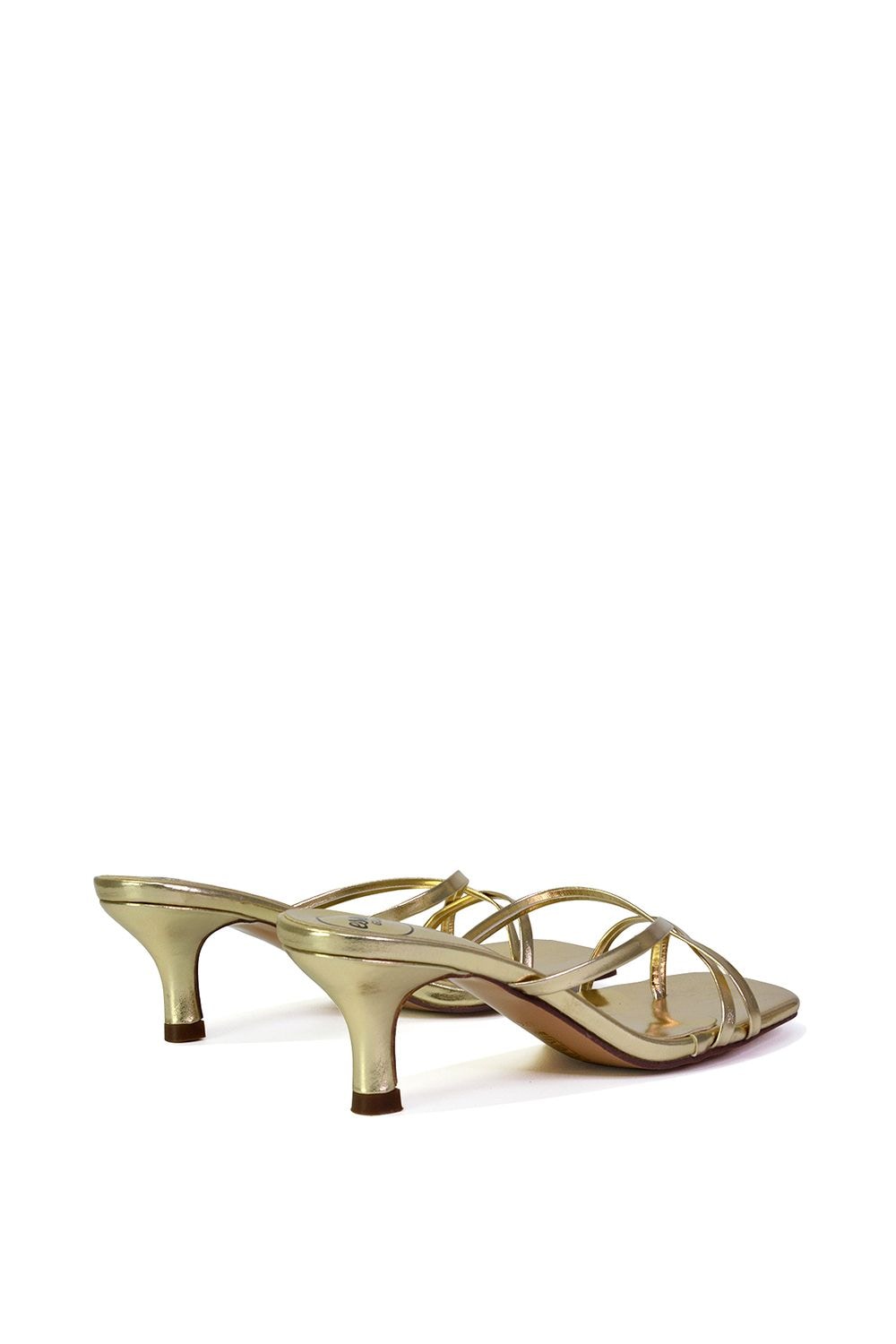 XY London 'Dream' Strappy Square Toe Kitten Heel Slip on Mule Sandals image 4