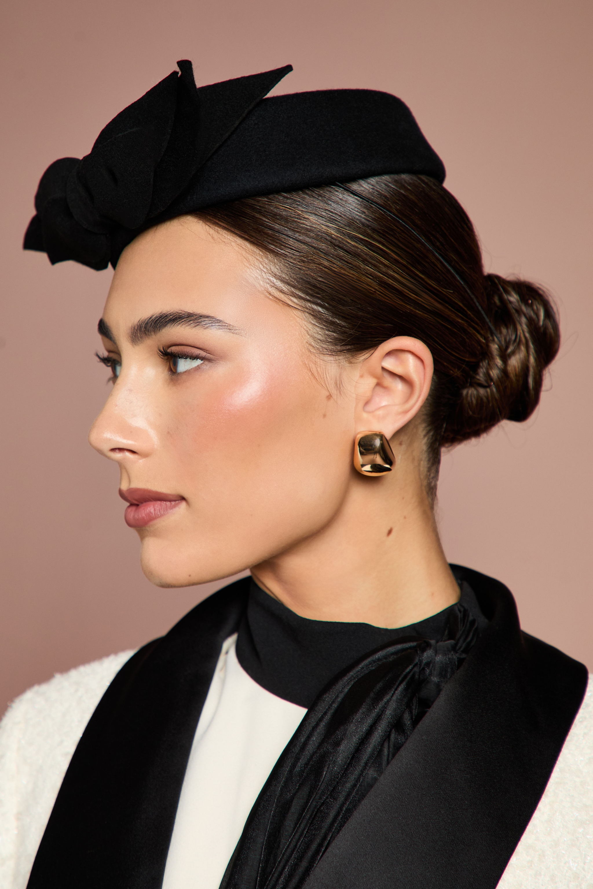 Coast Lisa Tan Black Felt Pillbox Hat With Bow Detail Black image 2