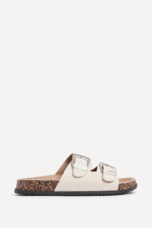 Linzi Marlow Beige Western Buckle Sandals