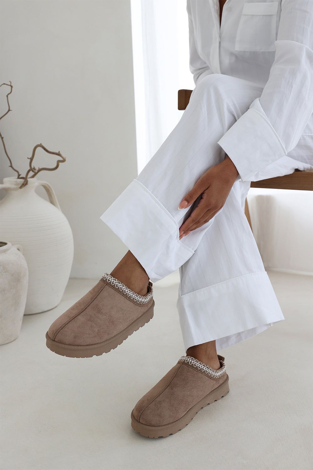 Where's That From 'Oak' Aztec Detail Faux Fur Lining Mini Boots image 2