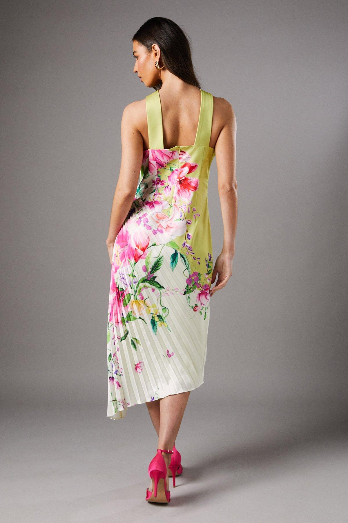 Coast Pleat Halter Midi Dress Multi image 3