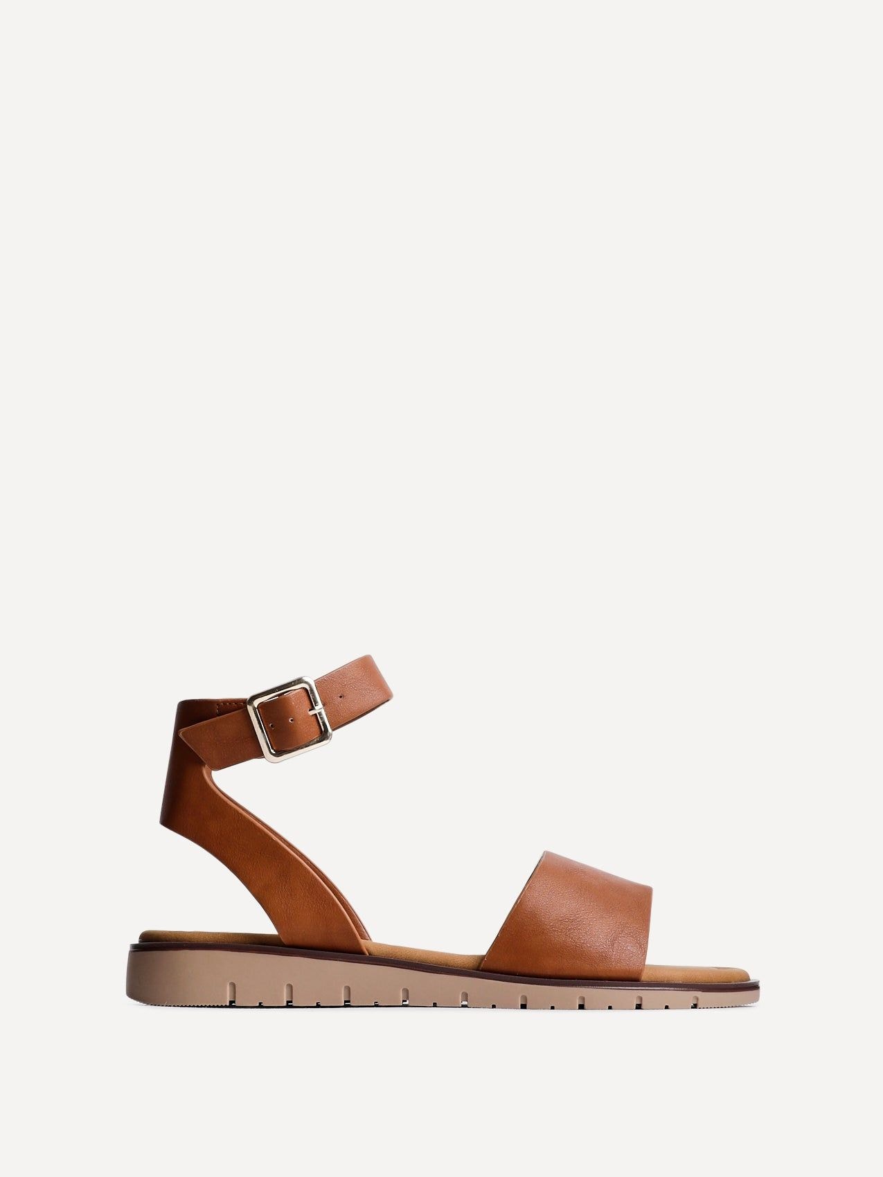 Linzi Nora Tan Faux Leather Flat Sandals