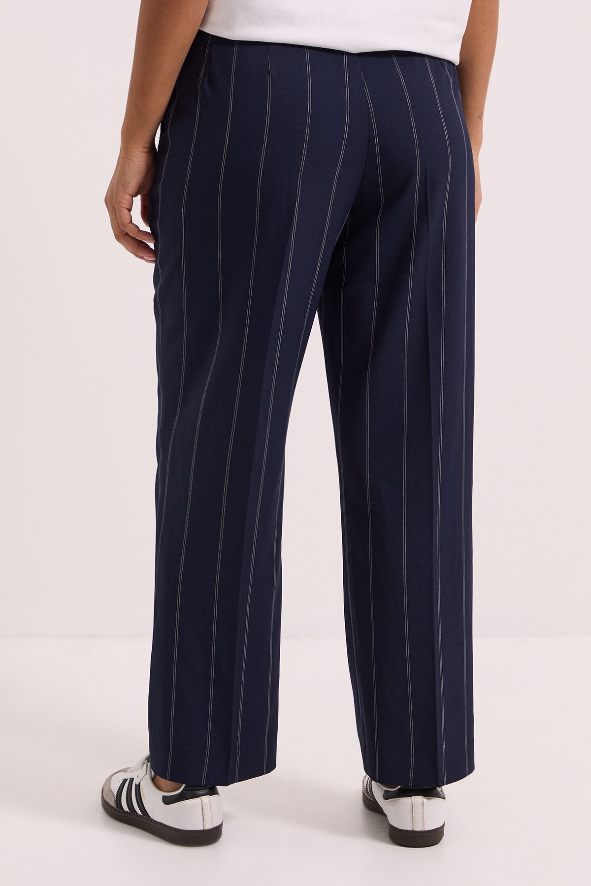 Dorothy Perkins Petite Stripe Ankle Grazer Trouser Navy image 4
