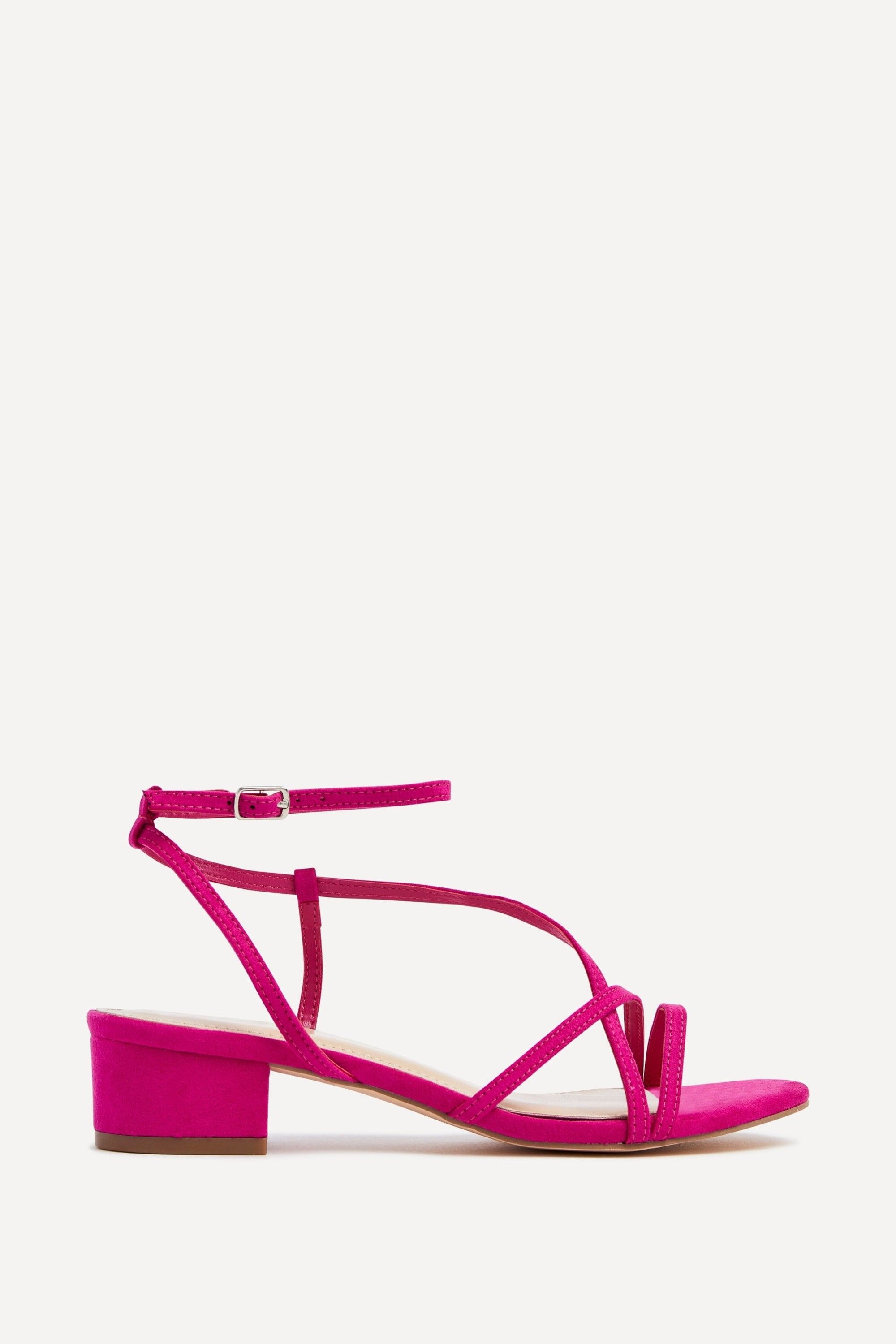 Linzi Calista Pink Faux Suede Strappy Low Block Sandal image 1