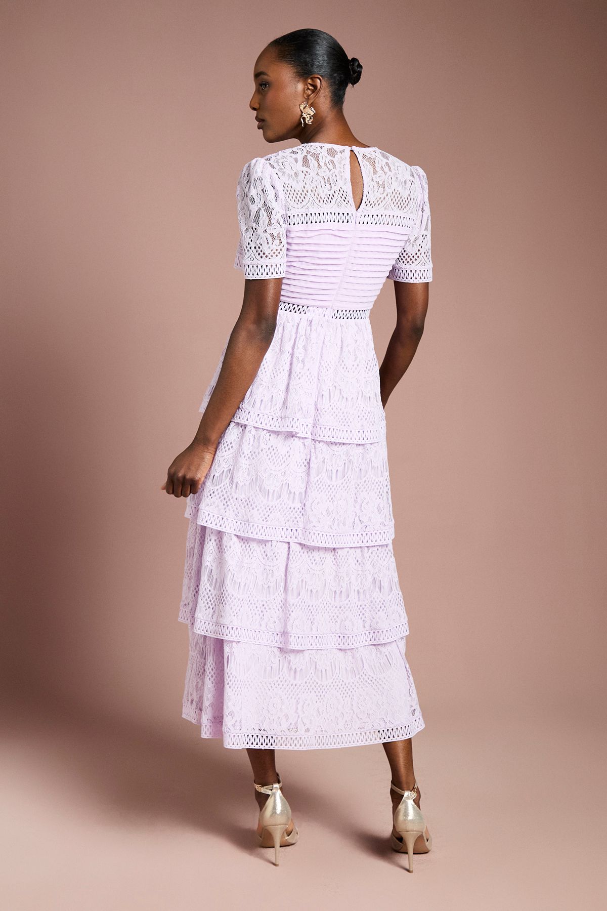Coast Tiered Lace Midi Dress Lilac image 3