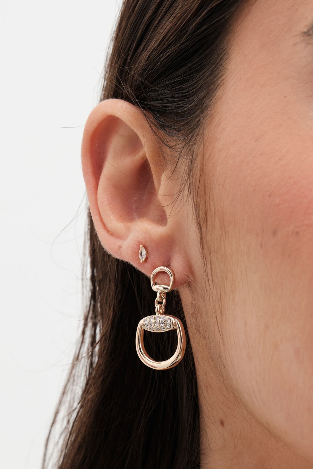 Jon Richard Gold Plated Crystal Snaffle Drop Earrings image 4