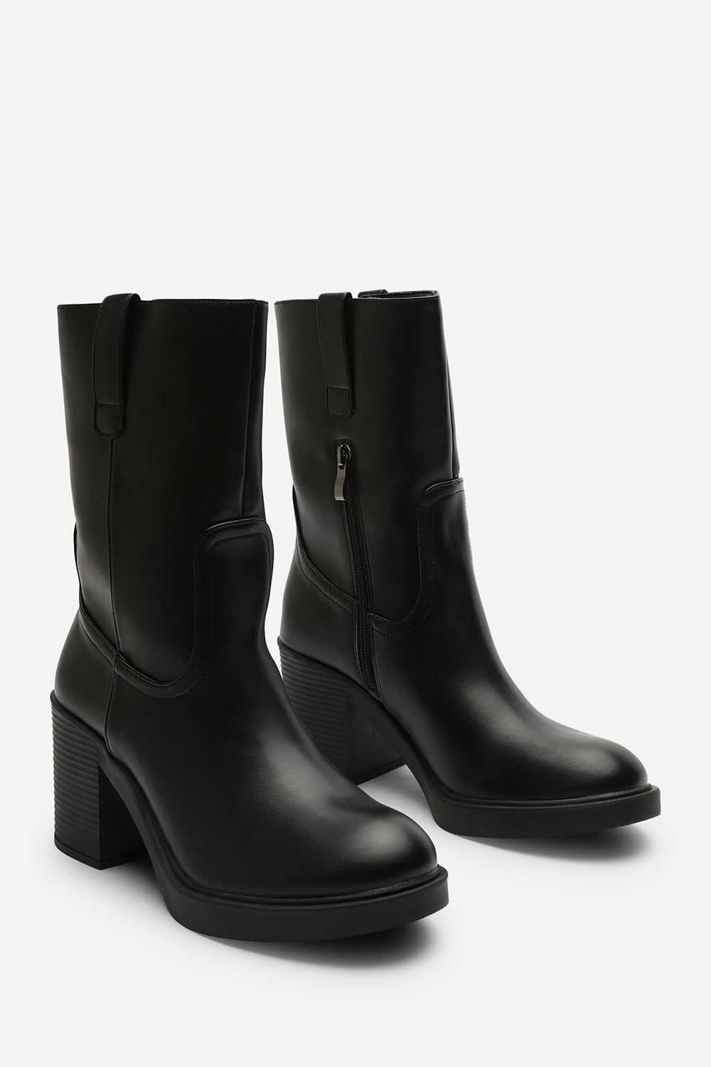 Where's That From 'Windy' Mid Calf Block Heel Boots with Side Zip Detail image 4