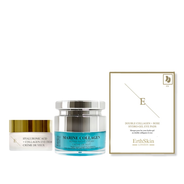 Erth Skin London Marine Night Cream 50ml + Eye Cream 30ml + Double Collagen Rose Pads