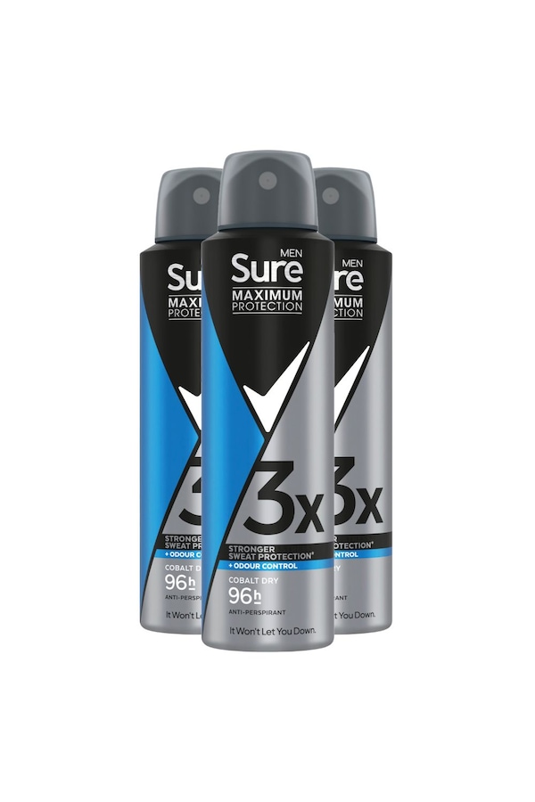Sure 'Antiperspirant Deo' Cobalt Dry 96H Maximum Protection 150ml, 3pk