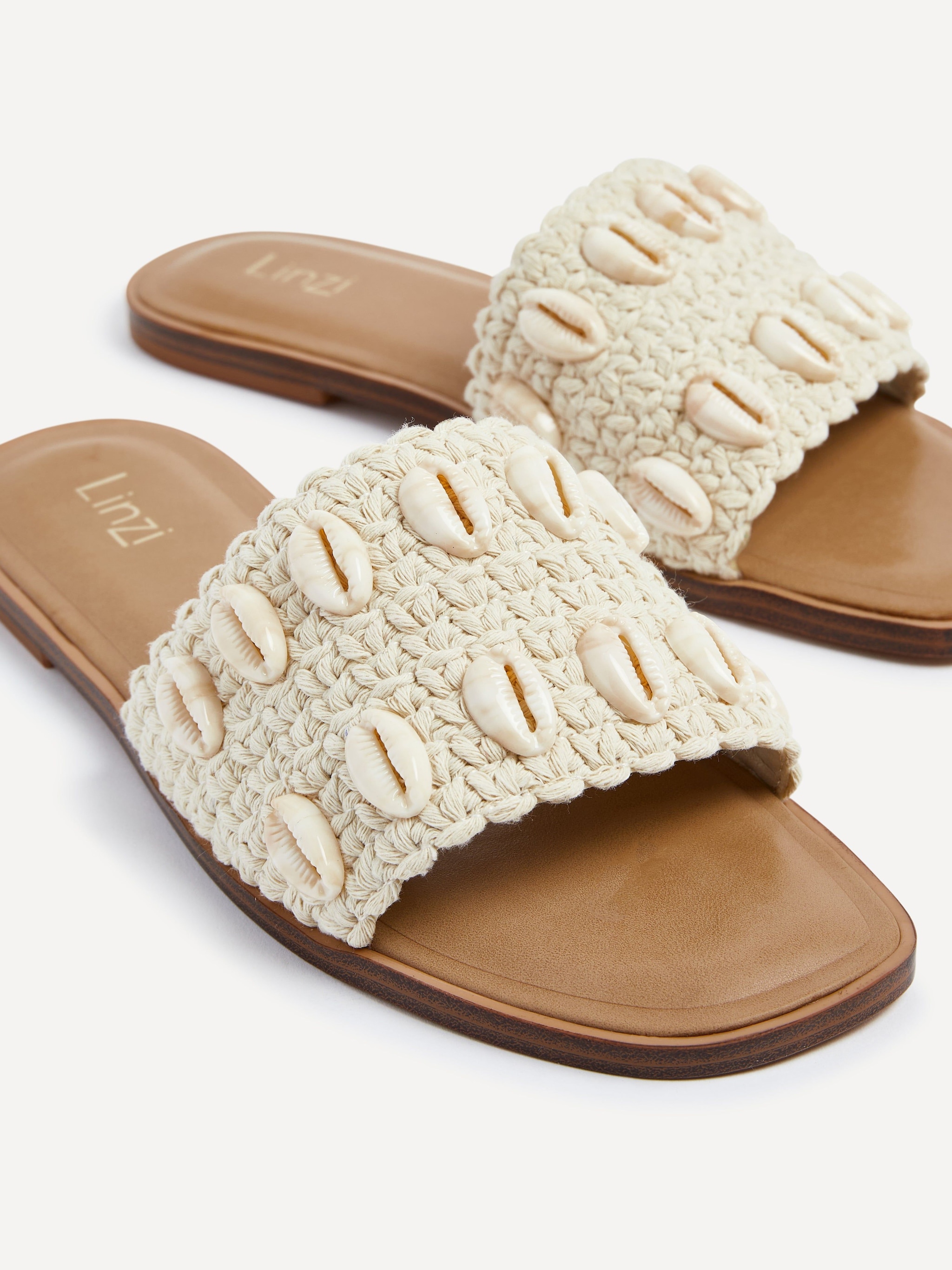 Linzi Shell Natural Raffia Shell Embellished Flat Sandal image 4