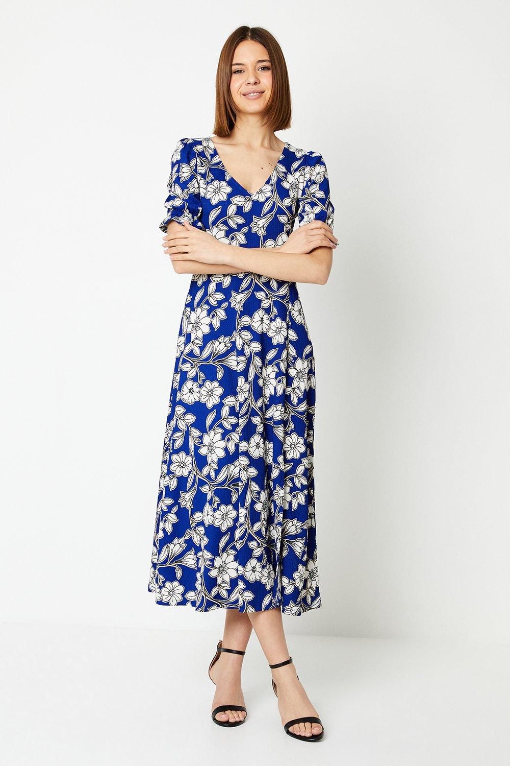 Dorothy Perkins Floral Short Sleeve V Neck Jersey Midi Dress Floral image 1