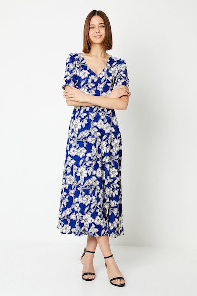 Dorothy Perkins Floral Short Sleeve V Neck Jersey Midi Dress Floral
