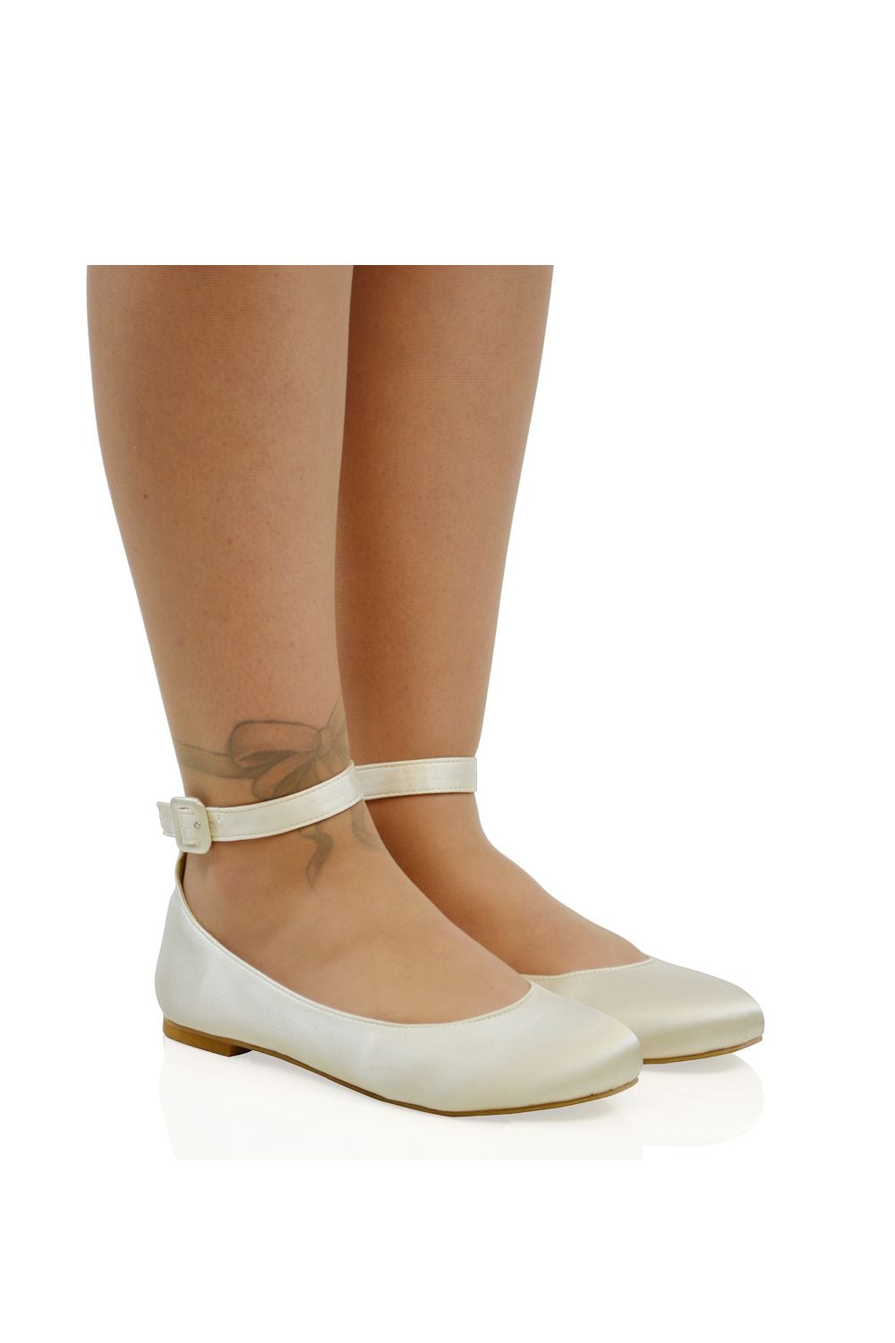 XY London 'Kimmie' Flat Ballerina Pump Shoes with Ankle Strap image 2