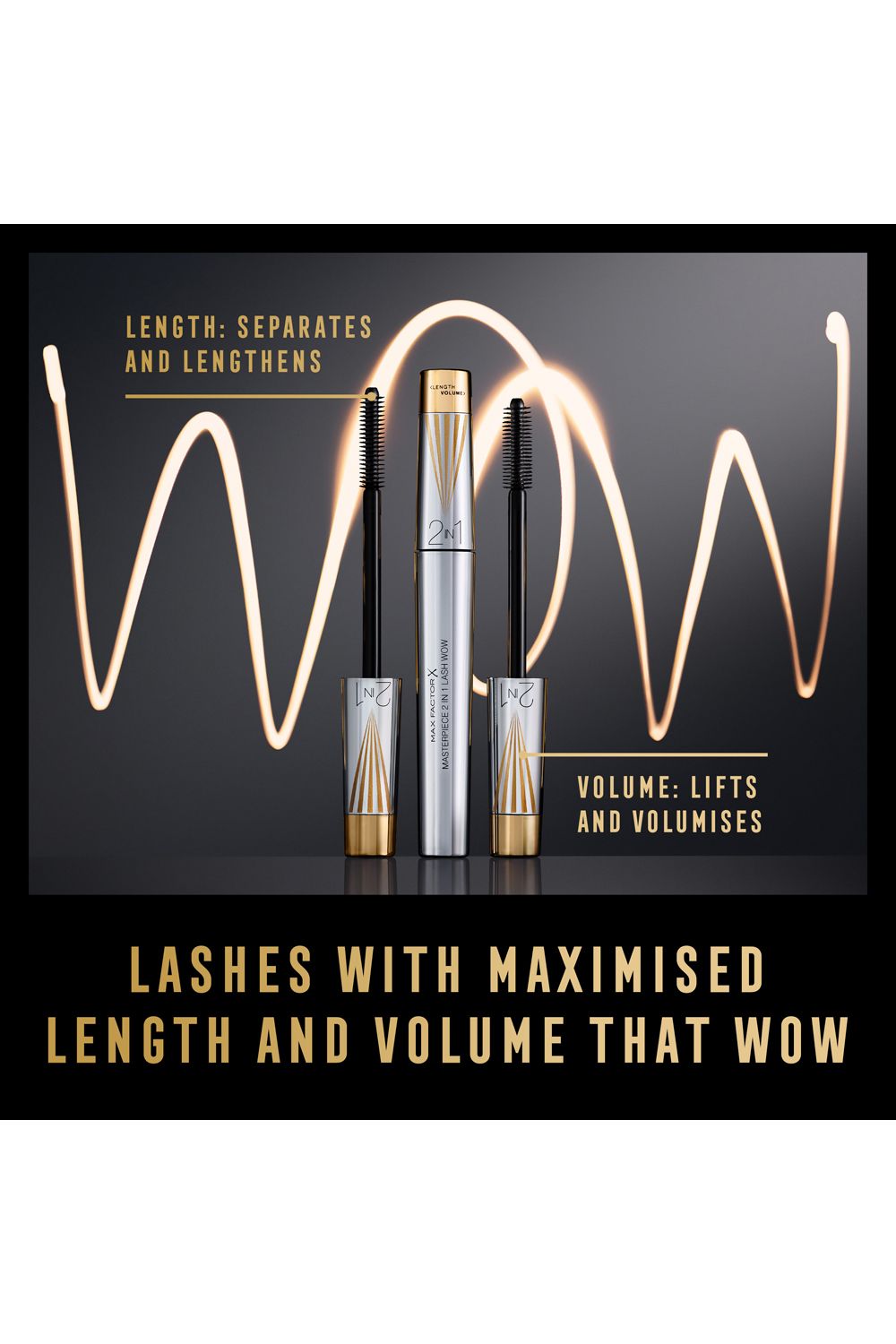 Max Factor Masterpiece 2 In 1 Lash WOW Volume & Length Mascara Black image 7