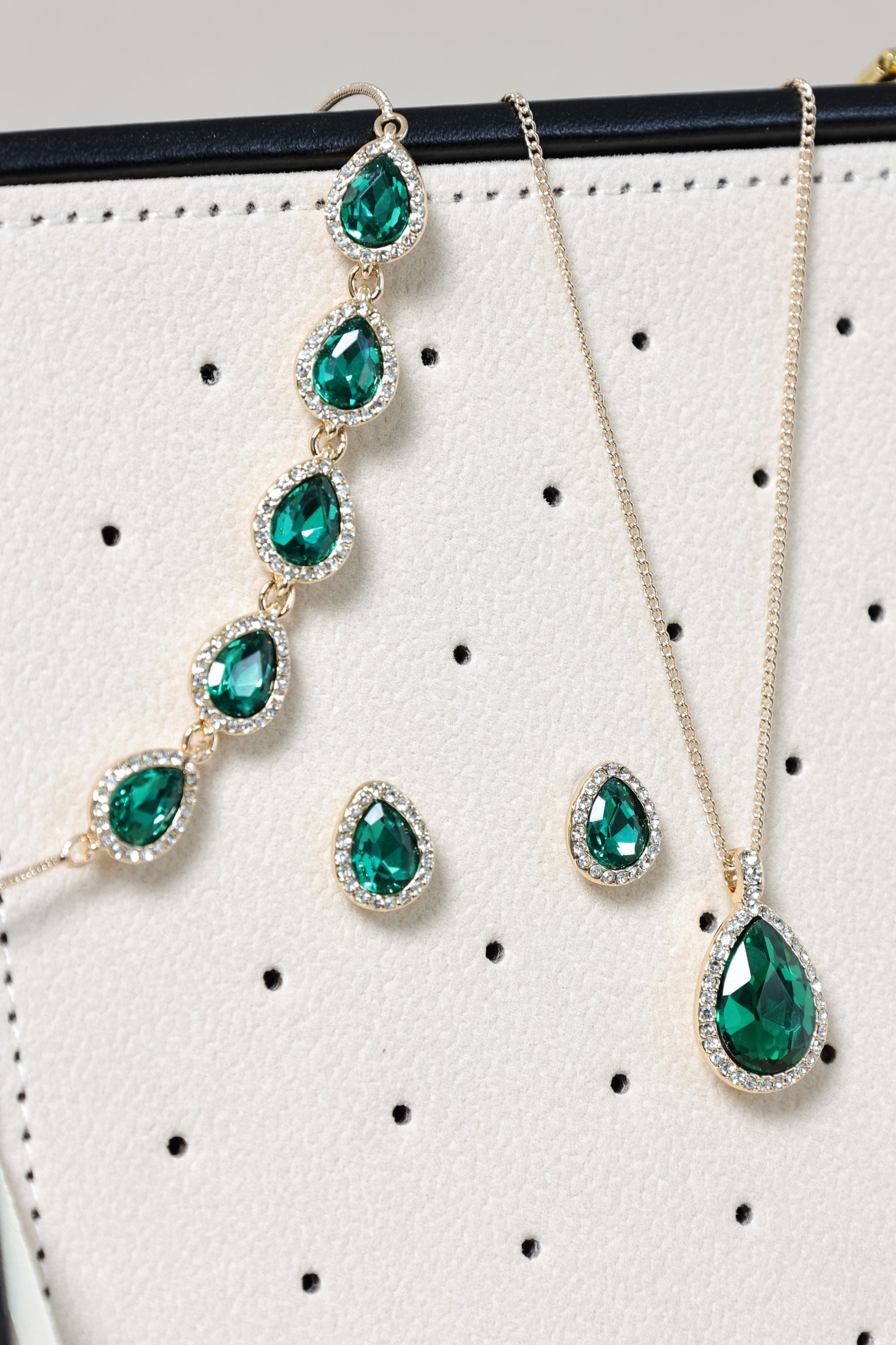 Jon Richard Gold Plated and Emerald Pear Drop Trio Set - Gift Box image 4