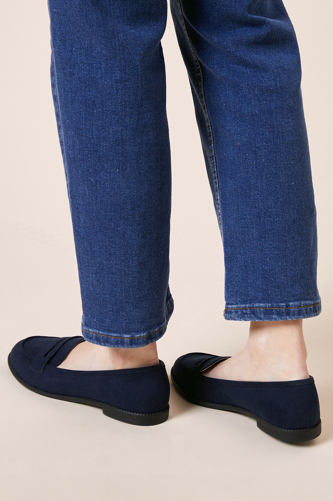 Dorothy Perkins Wide Fit Lara Penny Loafers Navy image 3