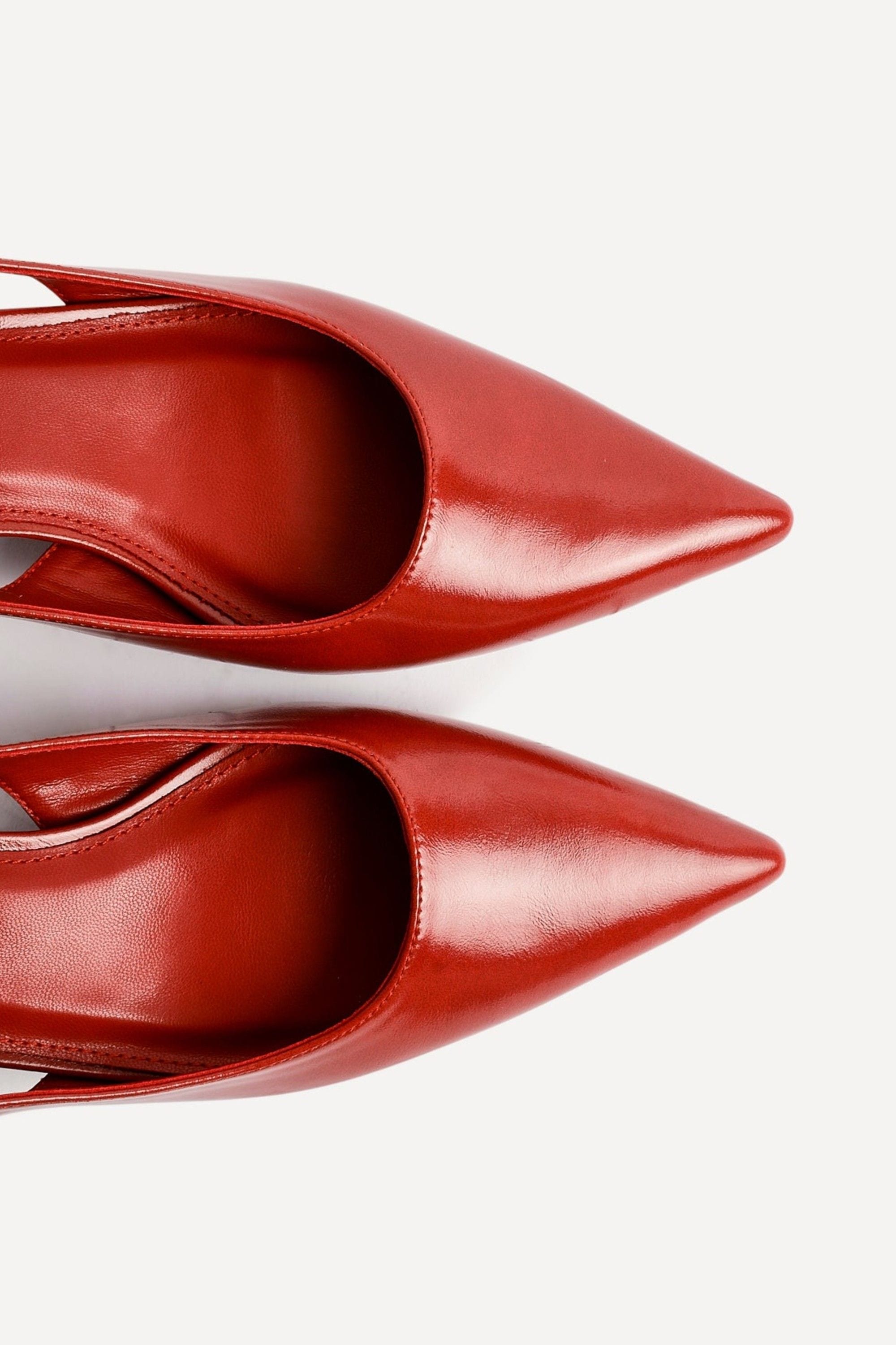 Linzi Elvira Red Faux Leather Slingback Kitten Court Heels image 5