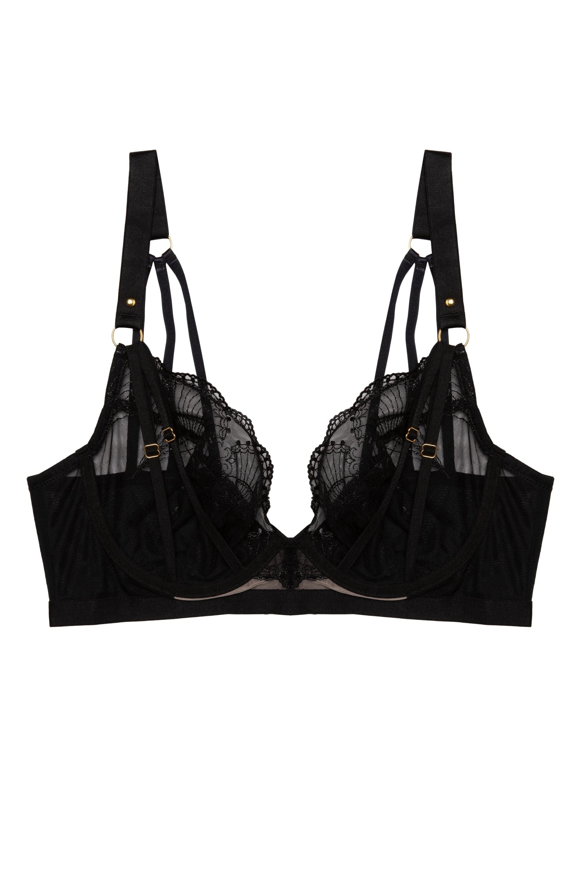 Playful Promises Pip Black Deco Embroidered Caged Plunge Bra image 4