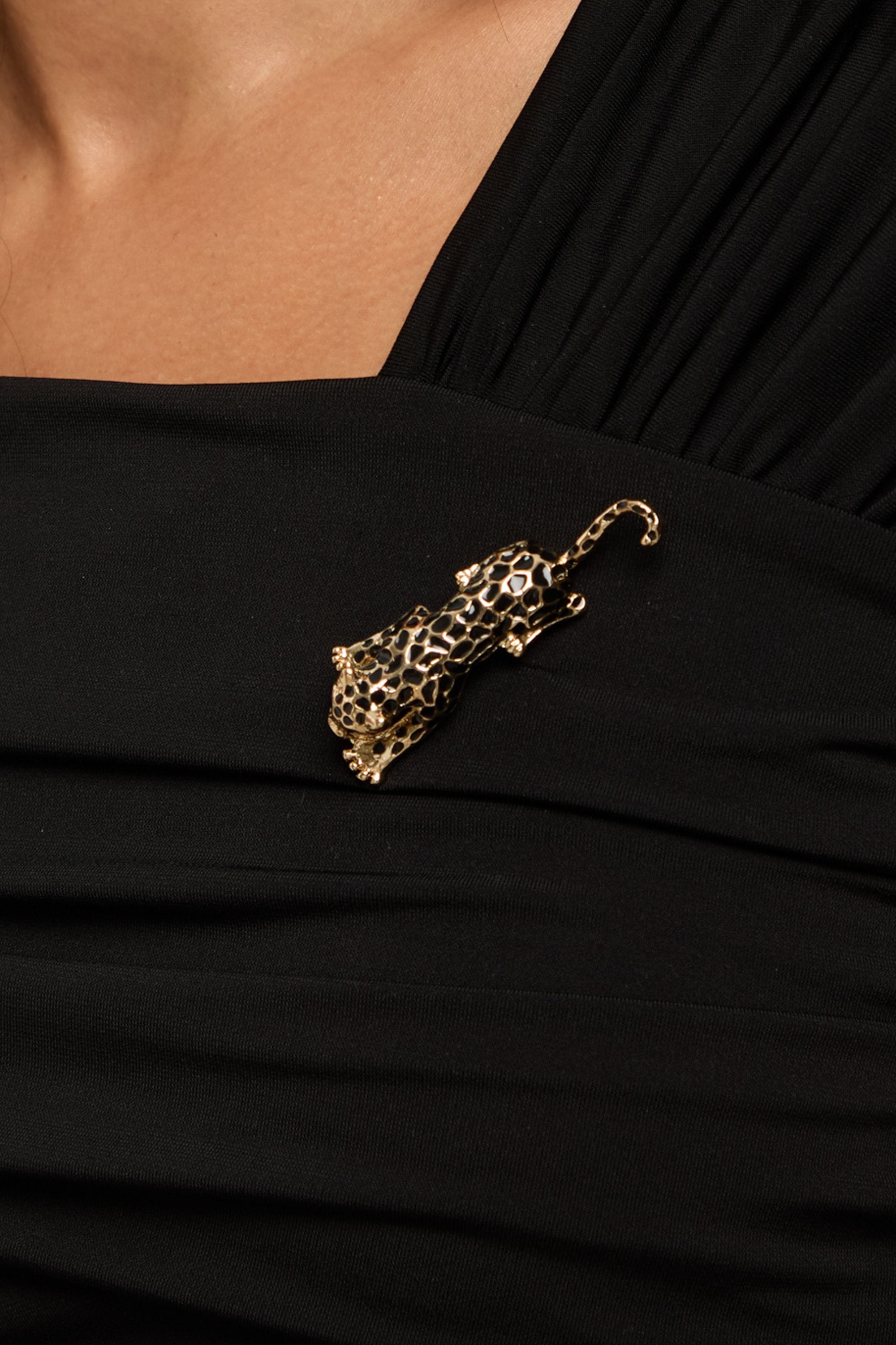 Jon Richard Gold Plated and Jet Lepoard Brooch - Gift Box image 4