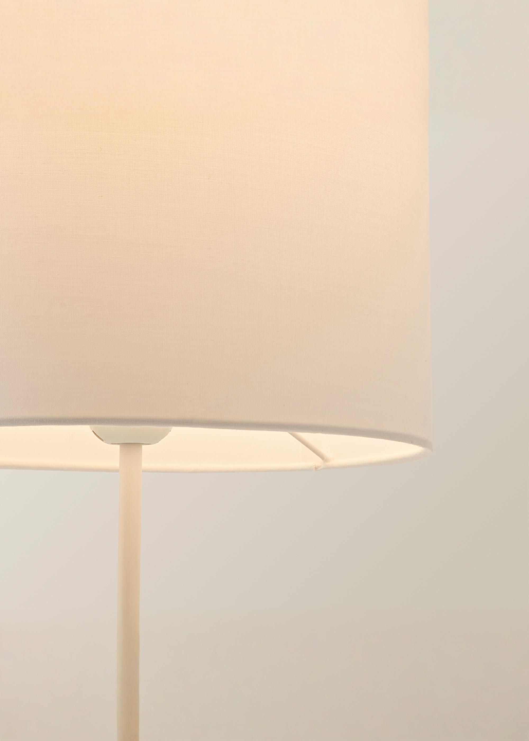 ValueLights Charlie White Metal Single Stem Table Lamp with Fabric Drum Lamp Shade image 4