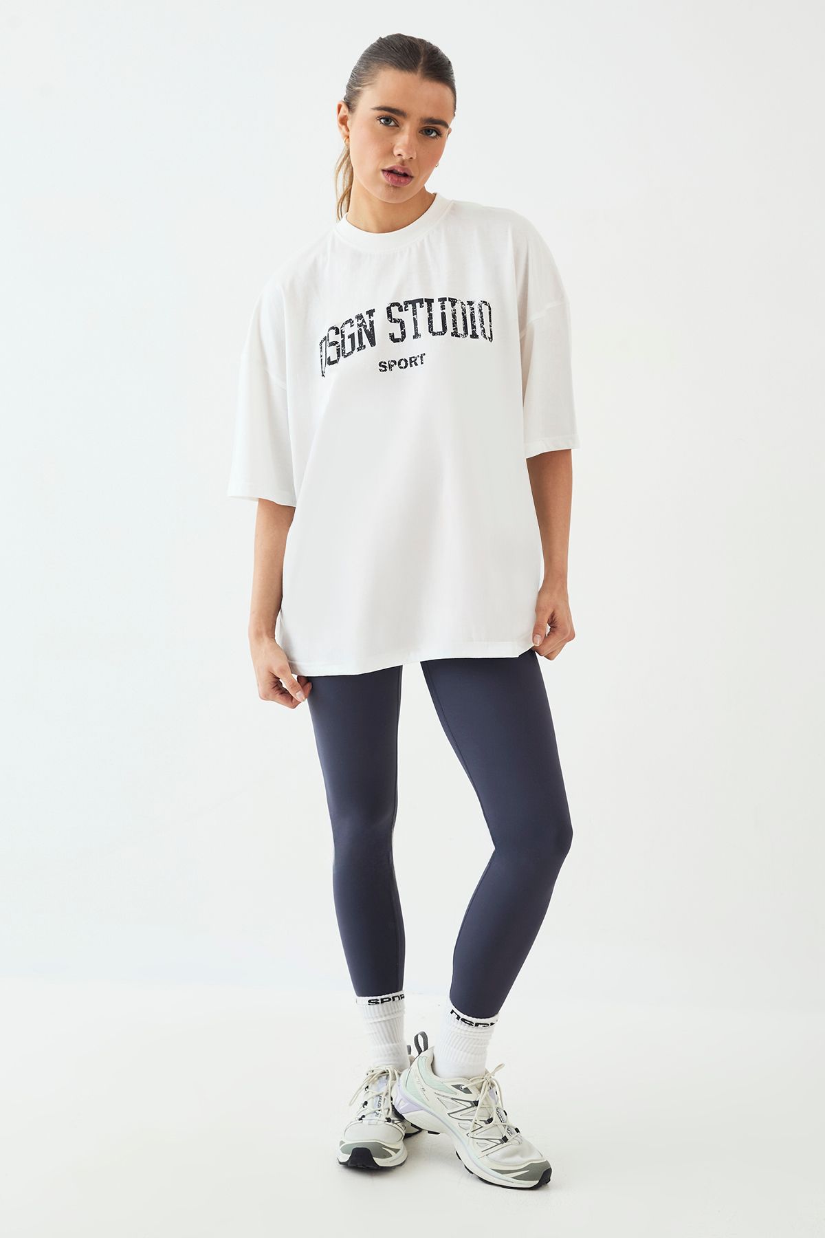 DSGN Studio DSGN Studio Collegiate Printed Oversized T-Shirt Cream image 3