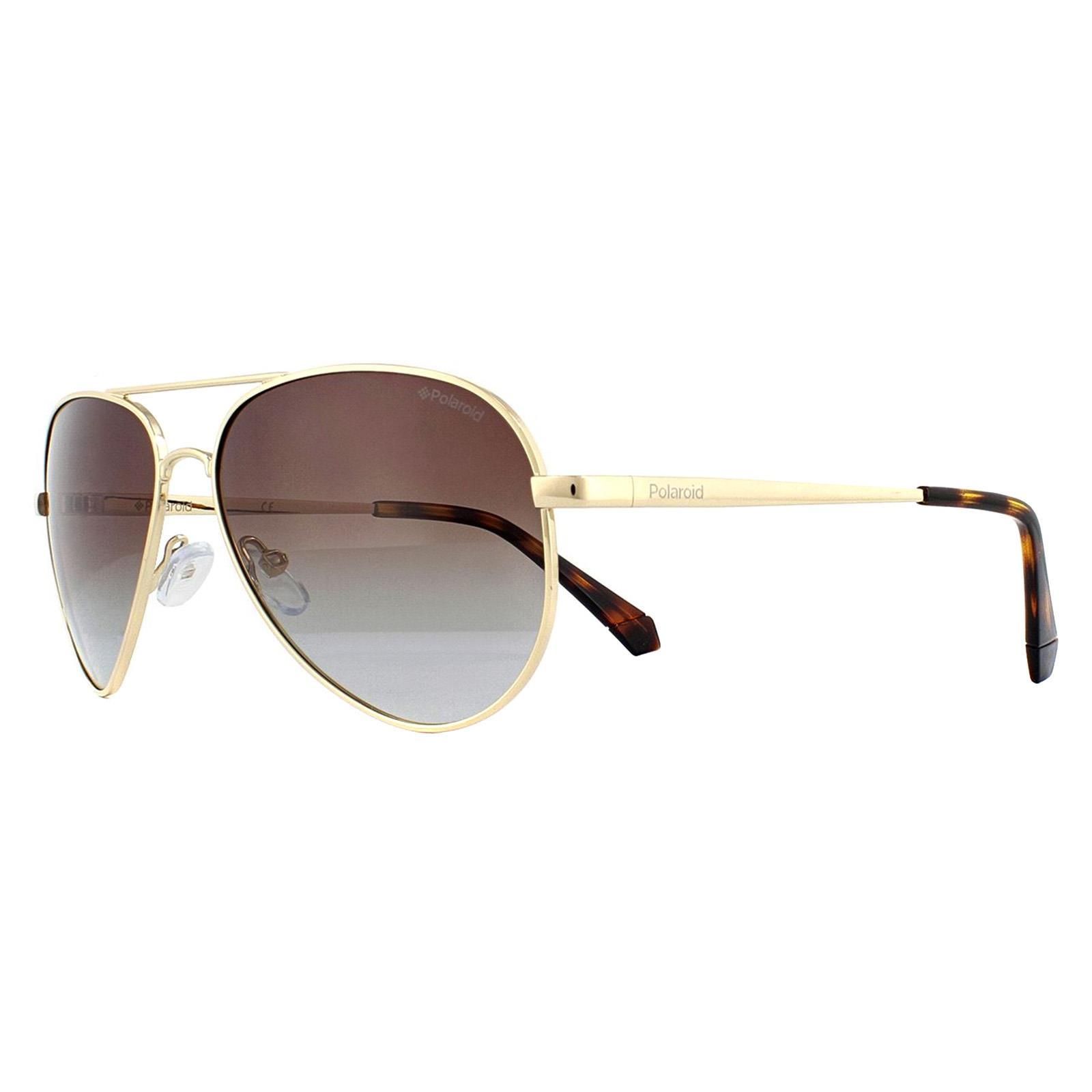 Polaroid Aviator Gold Brown Gradient Polarized Sunglasses image 2