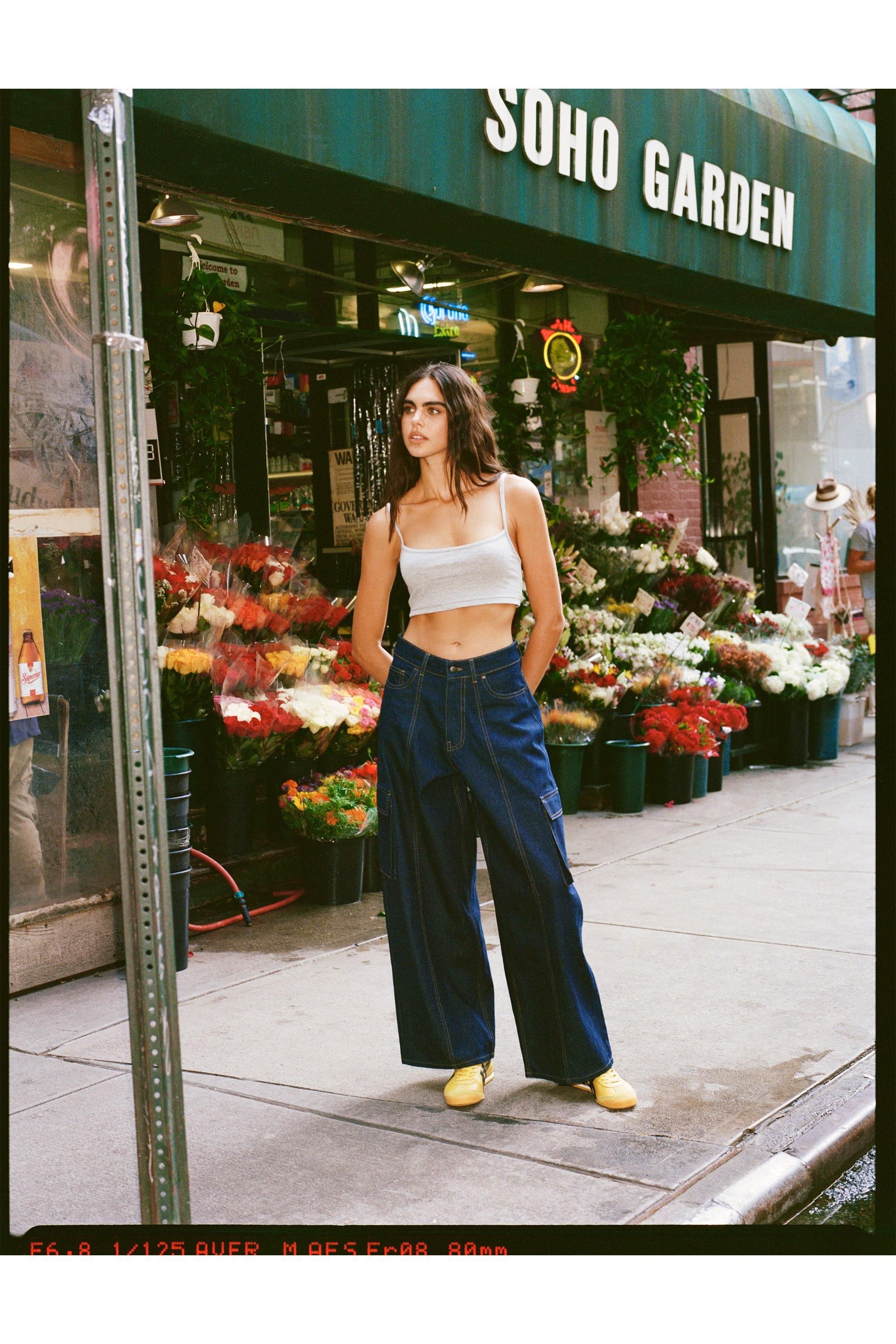 NastyGal Cargo Denim Jean Indigo image 2