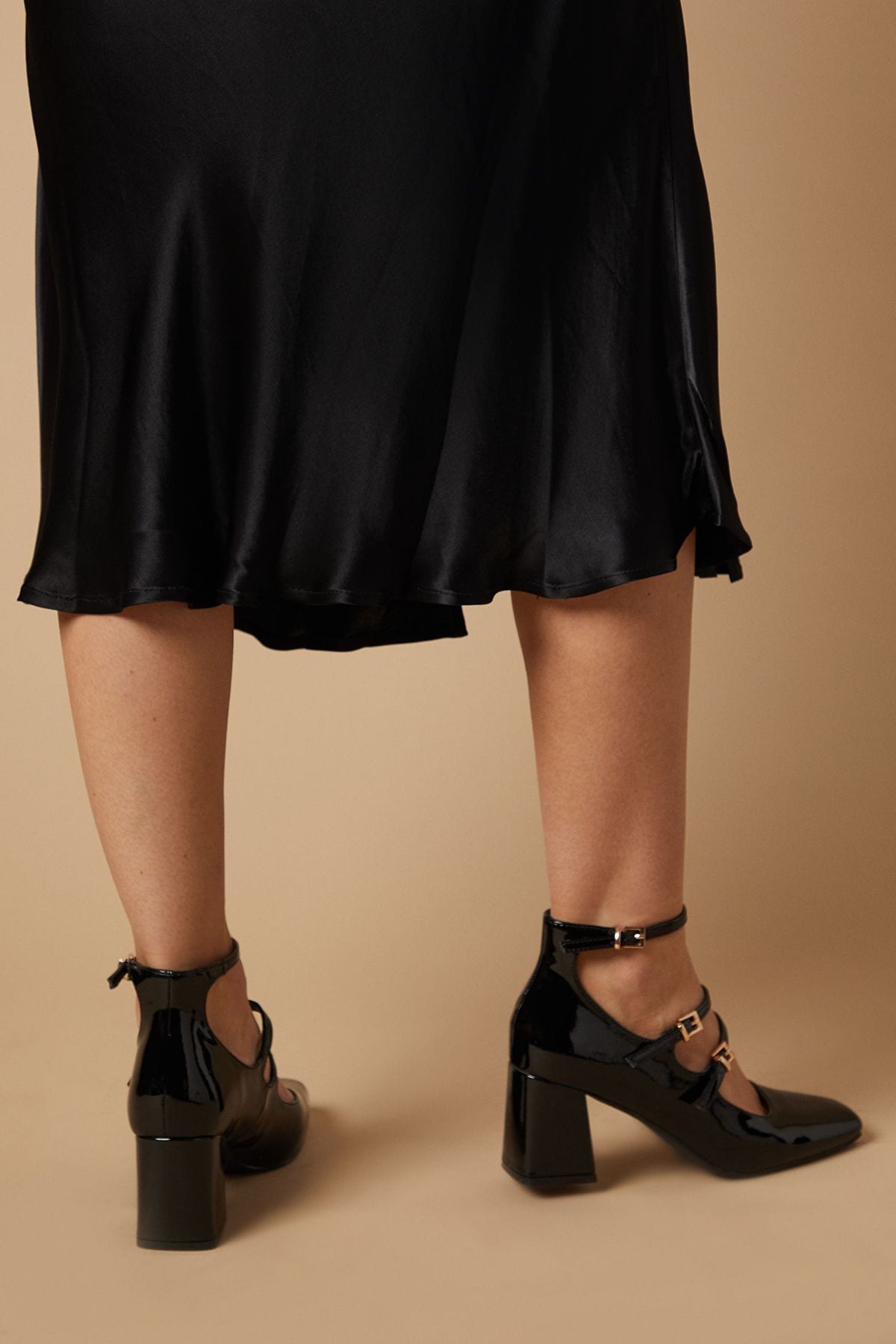 Oasis Victoria Patent Multi Mary Jane Block Heel Shoes Black image 3