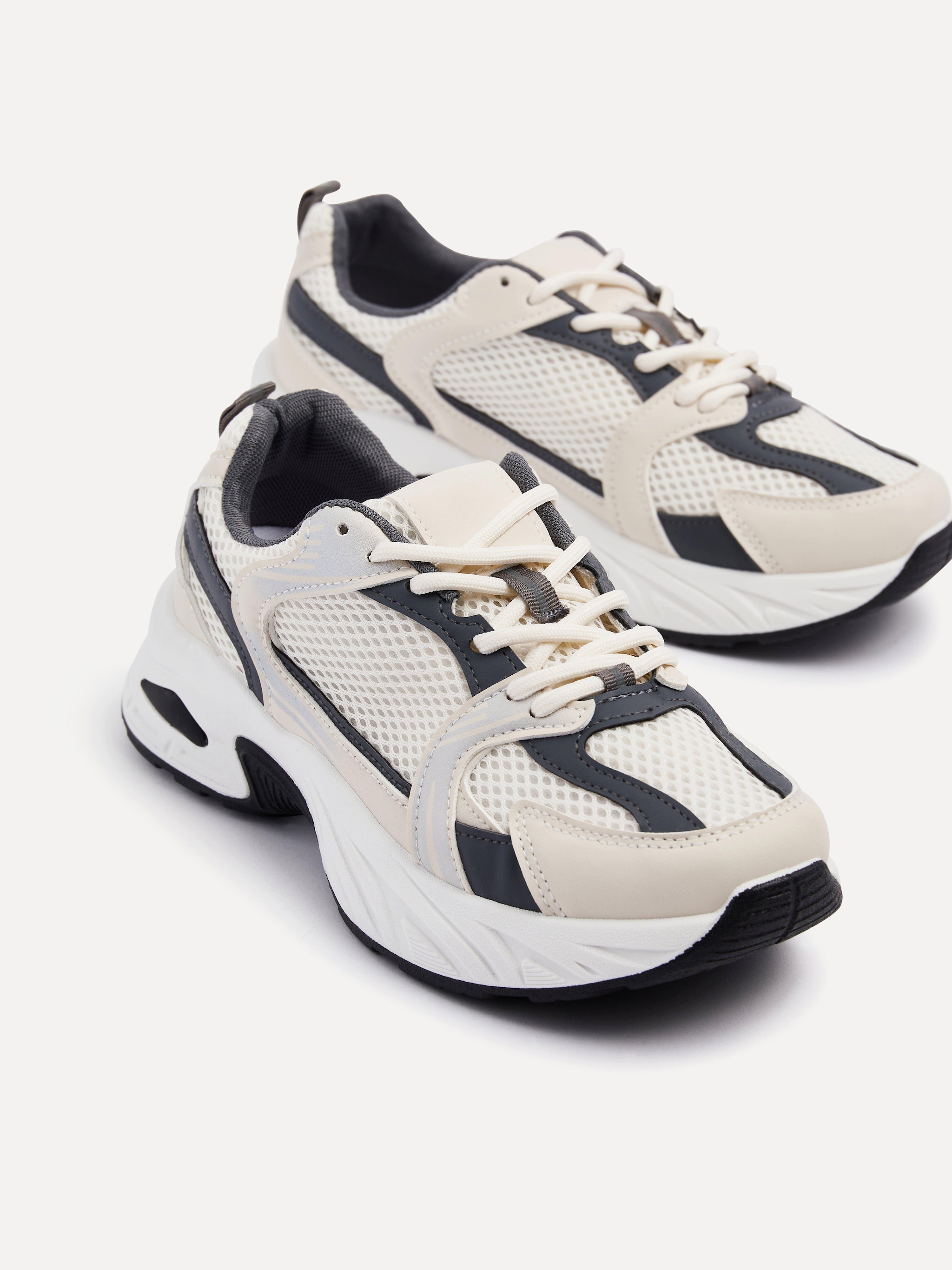 Linzi Venture Beige Mesh Effect Chunky Trainer image 4