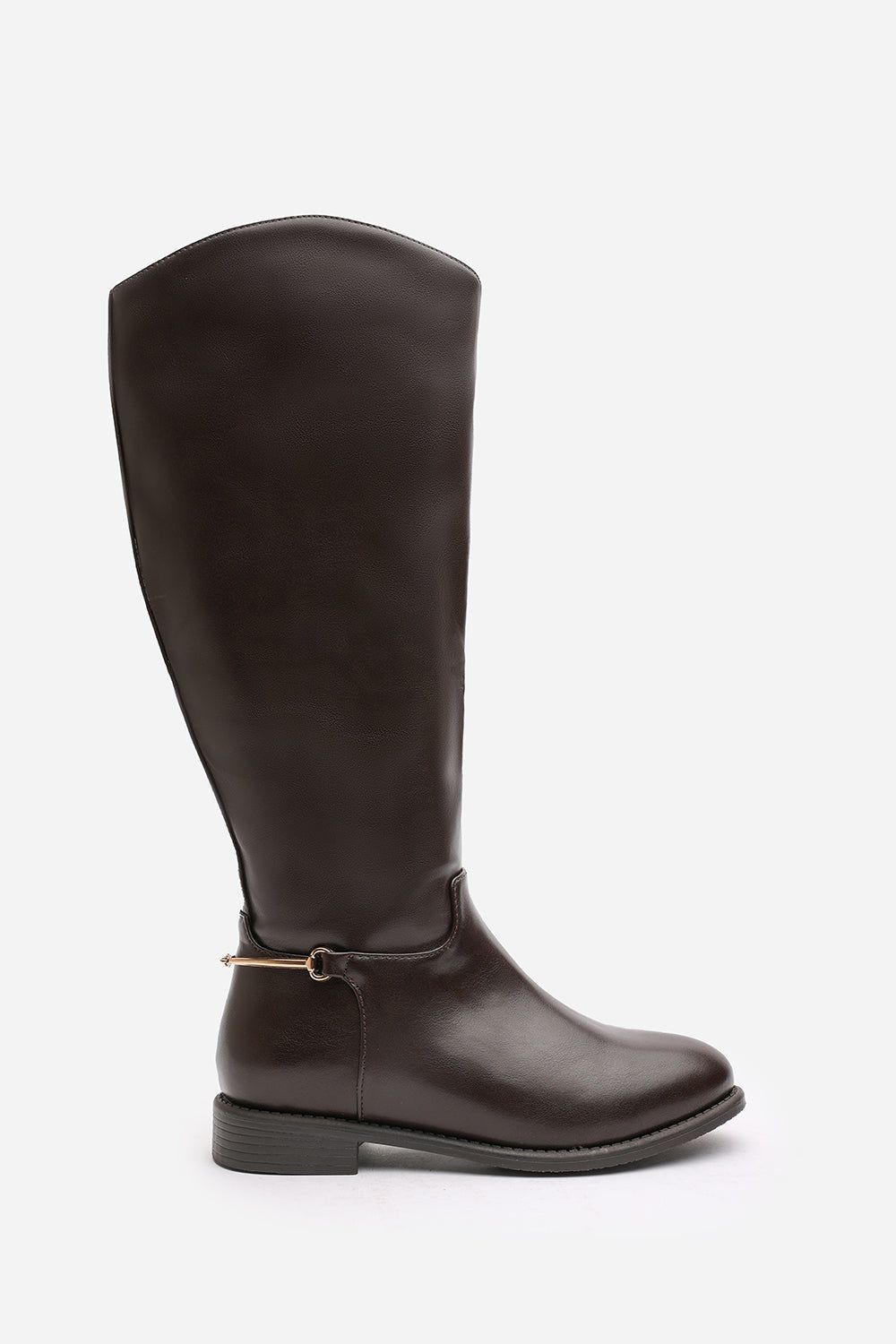 Where's That From 'Nyla' Knee High Boots With Low Flat Heel And Back Buckle Detail image 2