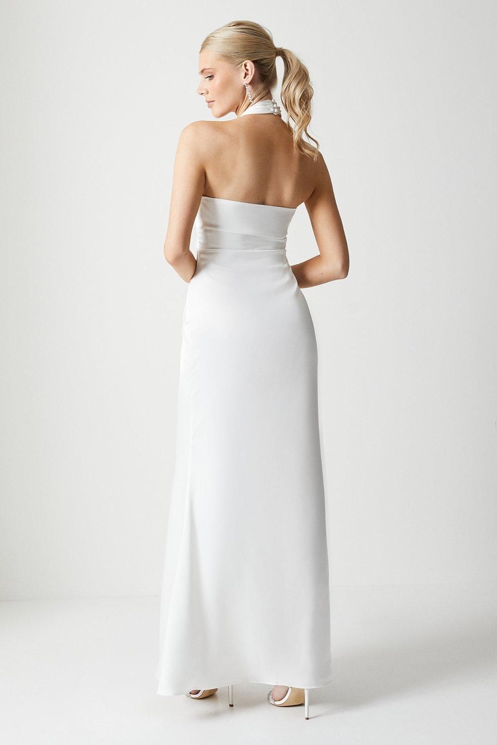 Coast Corsage Halterneck Satin Wedding Dress Ivory image 3