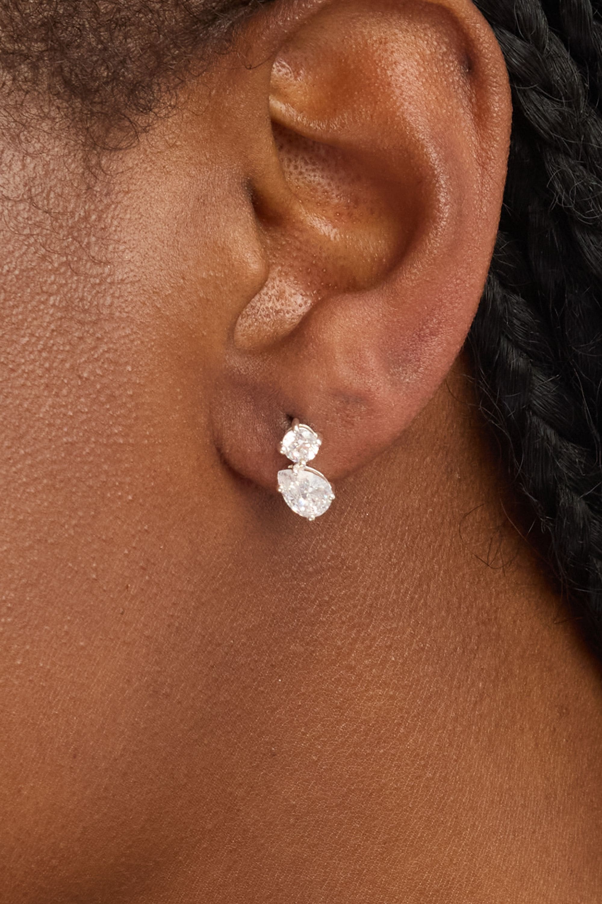 Simply Silver Sterling Silver 925 Cubic Zirconia Duo Stone Stud Earrings image 3