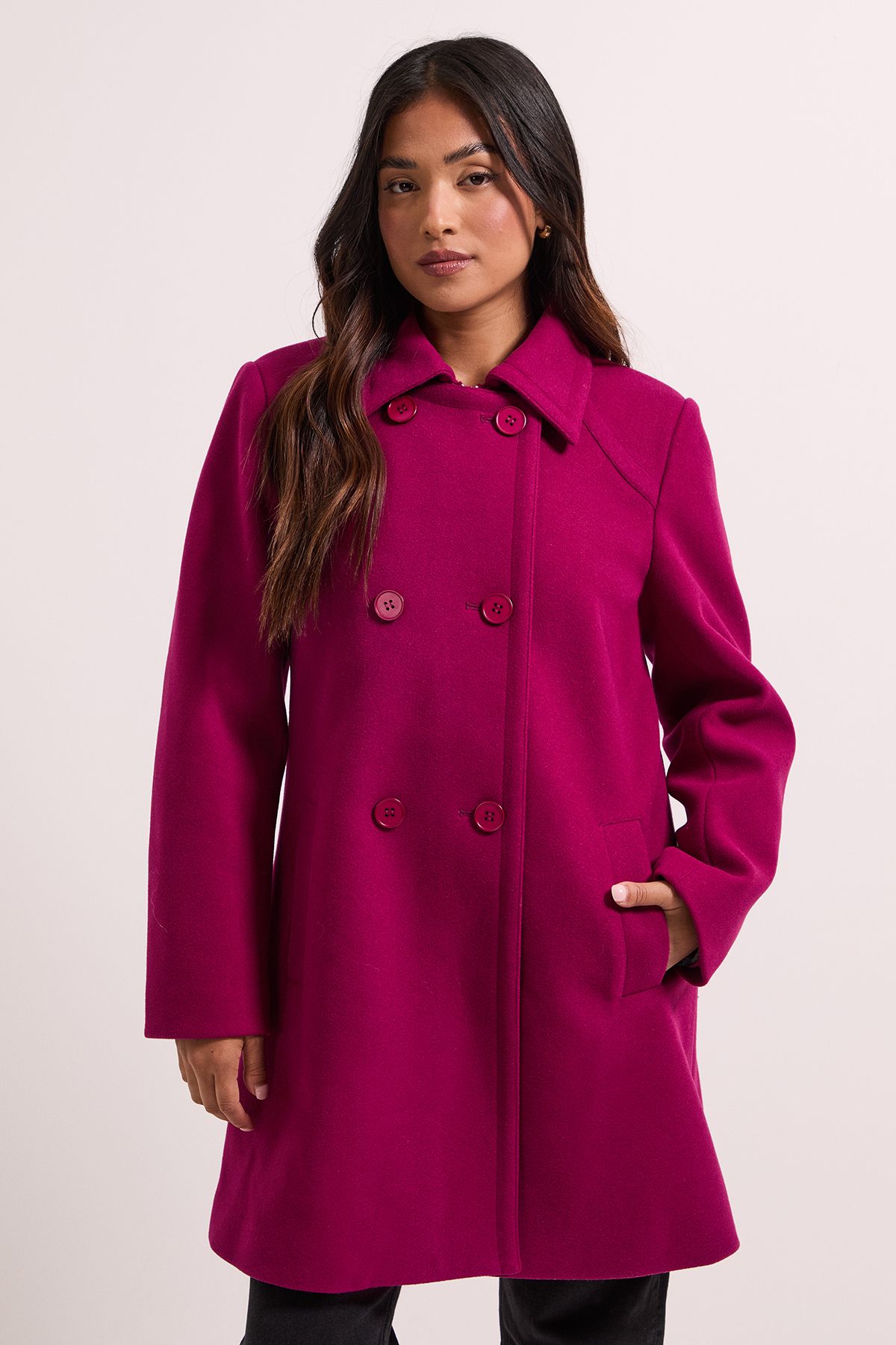 Dorothy Perkins Petite Short Faux Wool Dolly Coat Pink image 2