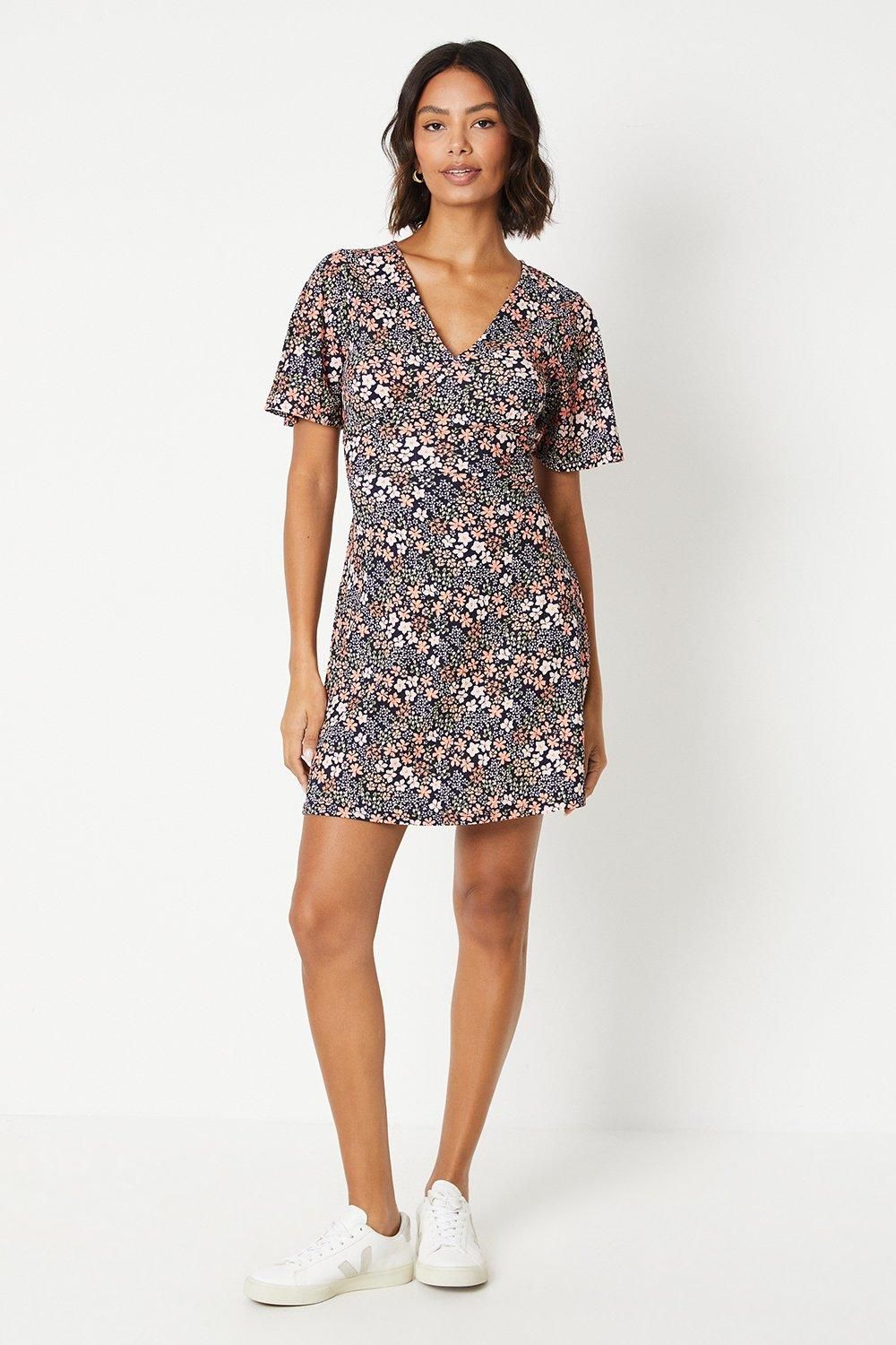 Dorothy Perkins Ditsy Empire Seam Jersey Mini Dress Multi image 2
