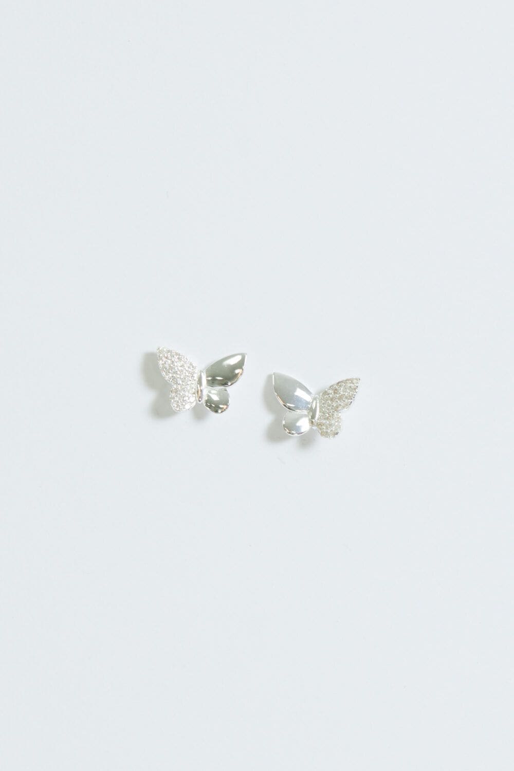 Simply Silver Sterling Silver 925 Polished and Pave Butterfly Stud Earrings image 4
