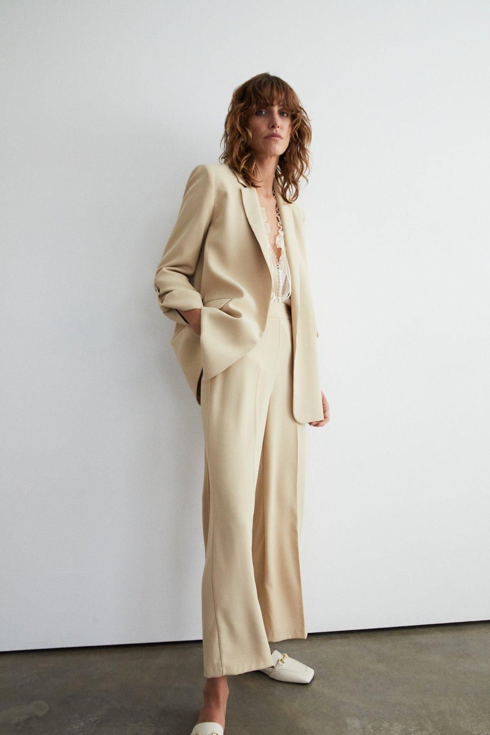Warehouse Relaxed Roll Sleeve Edge To Edge Blazer Neutral image 5