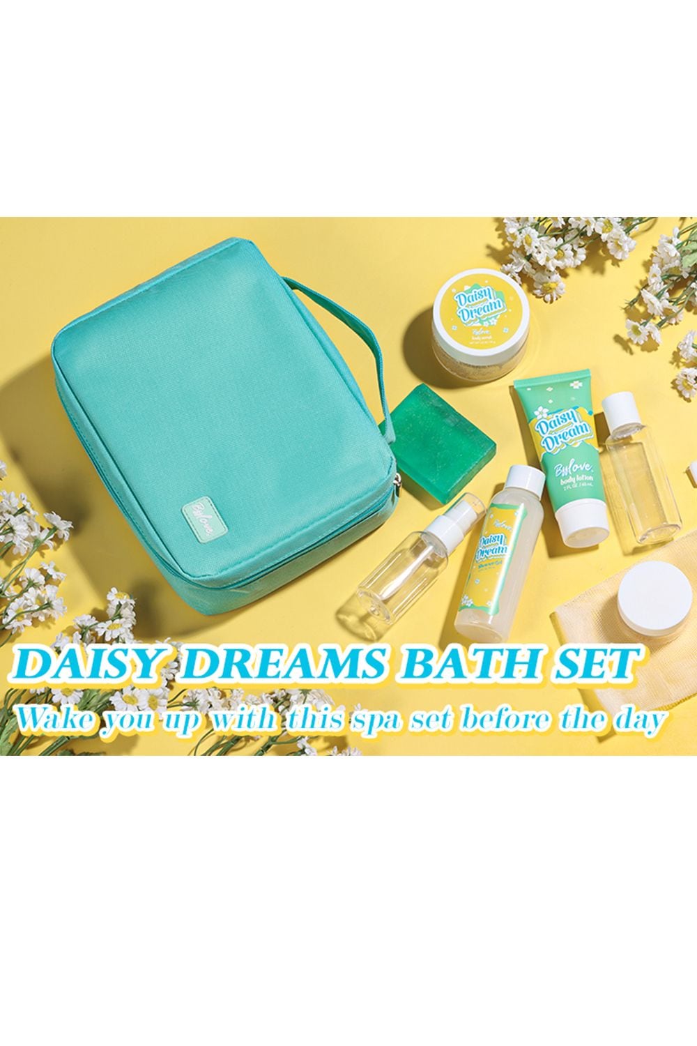 Living and Home 9Pcs Spa Gift Baskets Daisy Scent Toiletry Set Summer Travel Skincare Kit image 6
