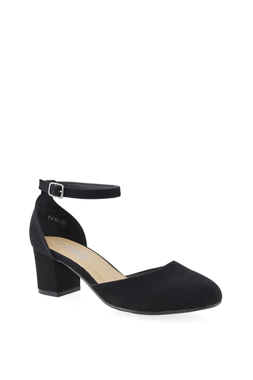 XY London 'Billie-May' Chunky Strappy Mid Block High Heels Court Shoes image 2