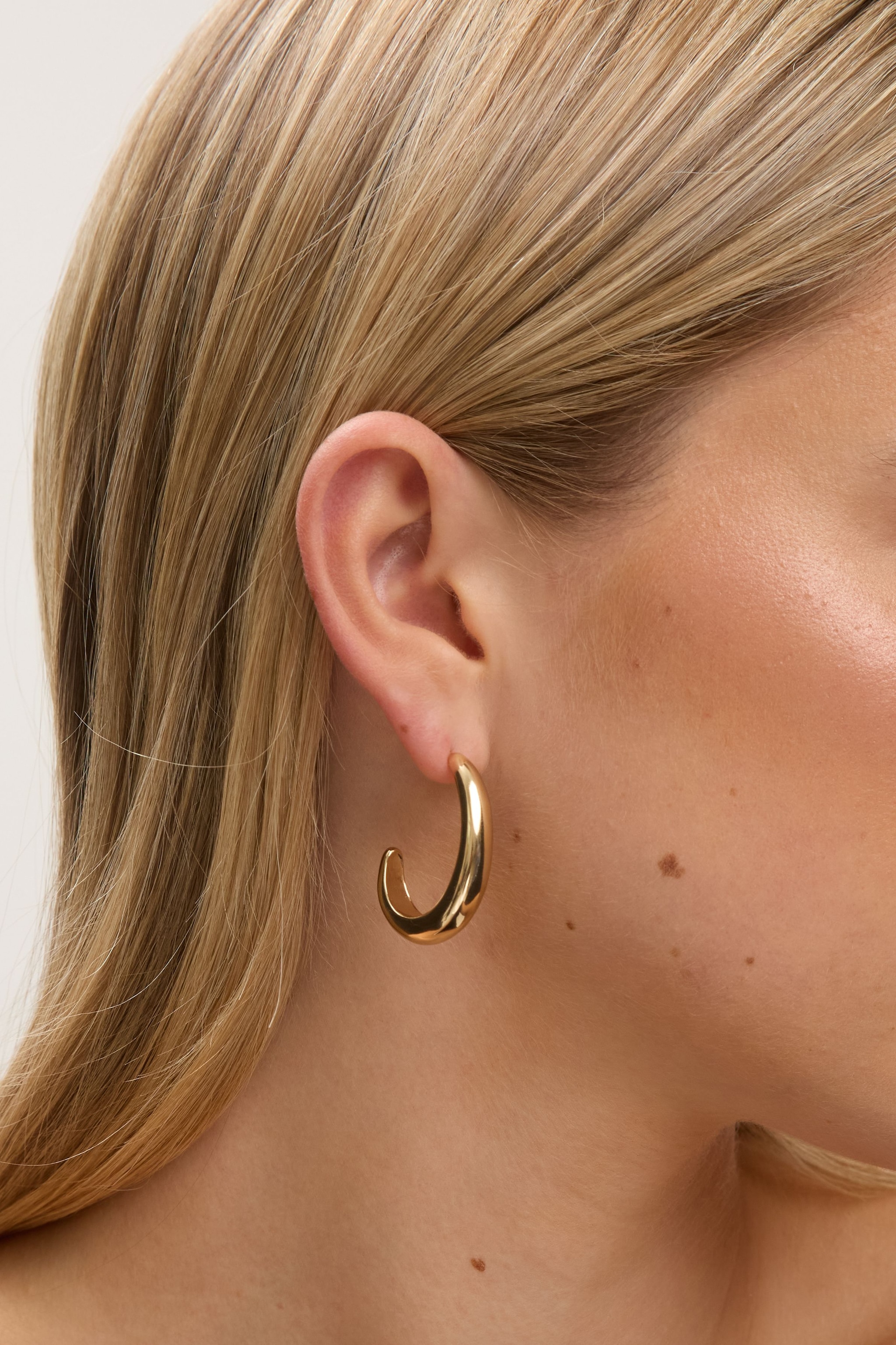 Jon Richard Gold Plated Polished Large Curve Hoops image 2