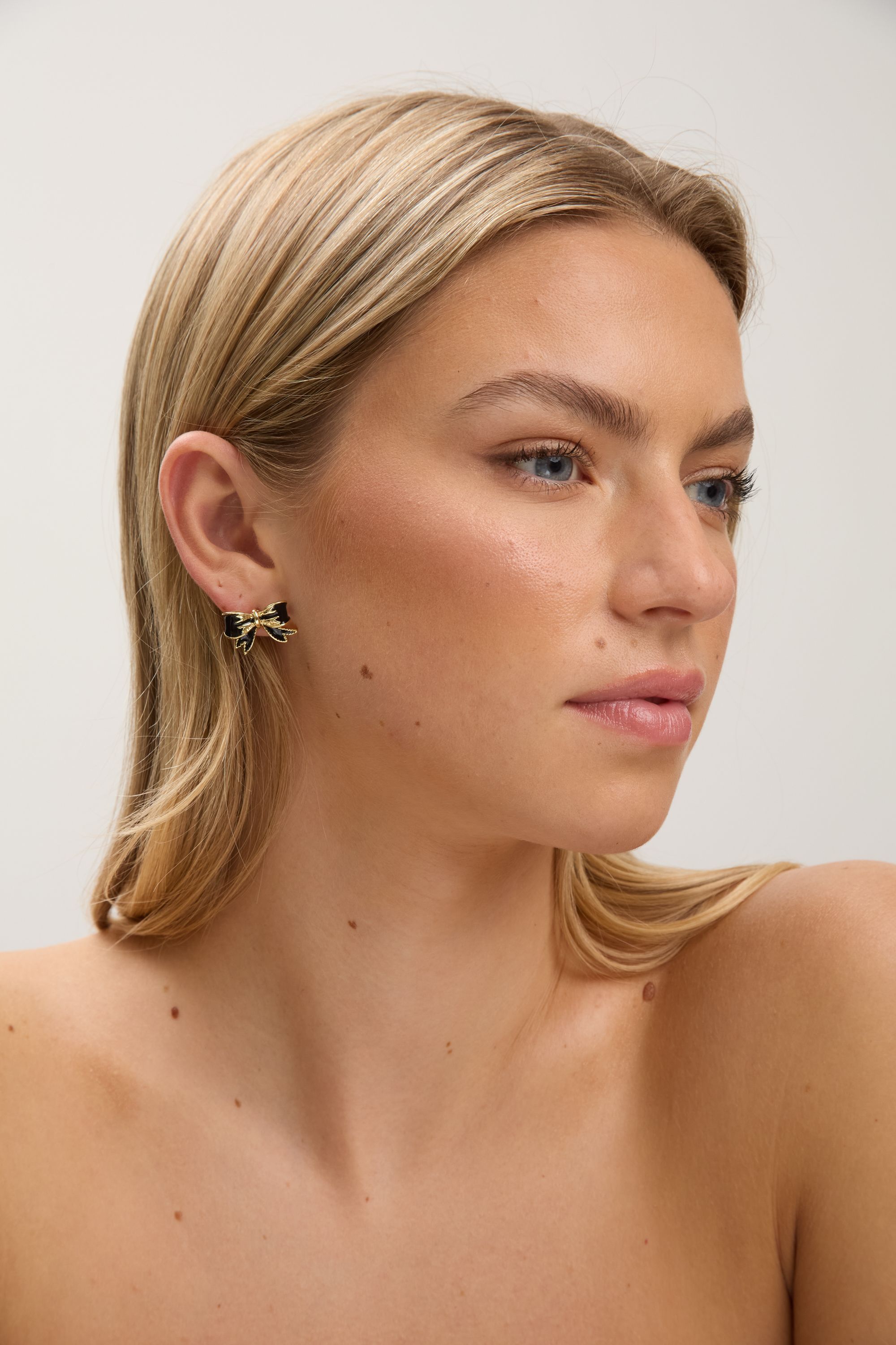 Jon Richard Gold Plated and Jet Bow Earrings image 2