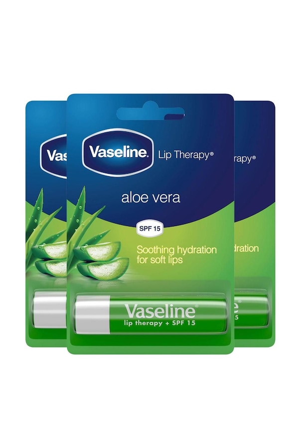 Vaseline Lip Therapy AloeVera 'Lip Balm' with SPF15 Essential Moisture, 3 x 4g