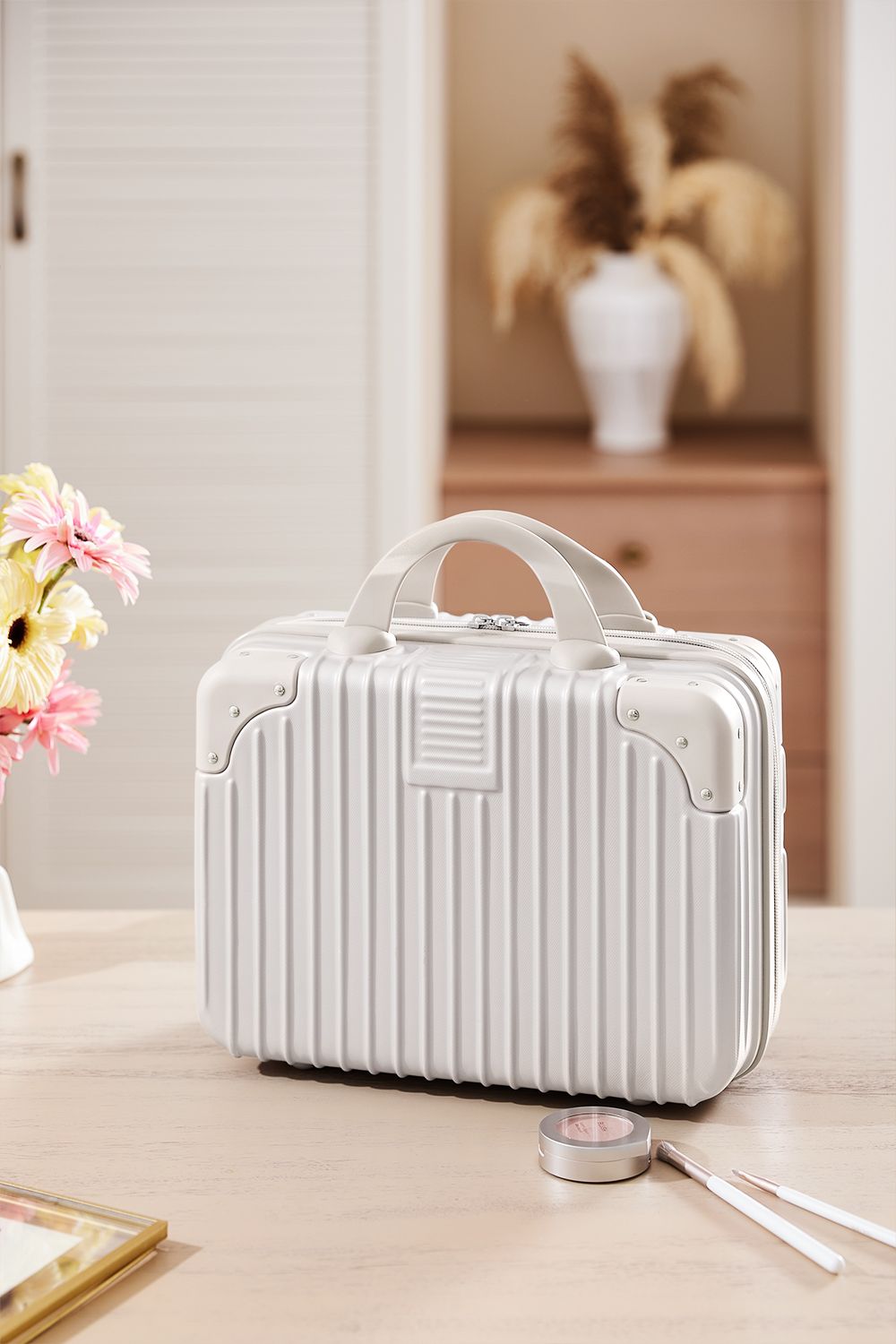 SHEONLY White Portable Makeup Case for Travel Suitcase image 2