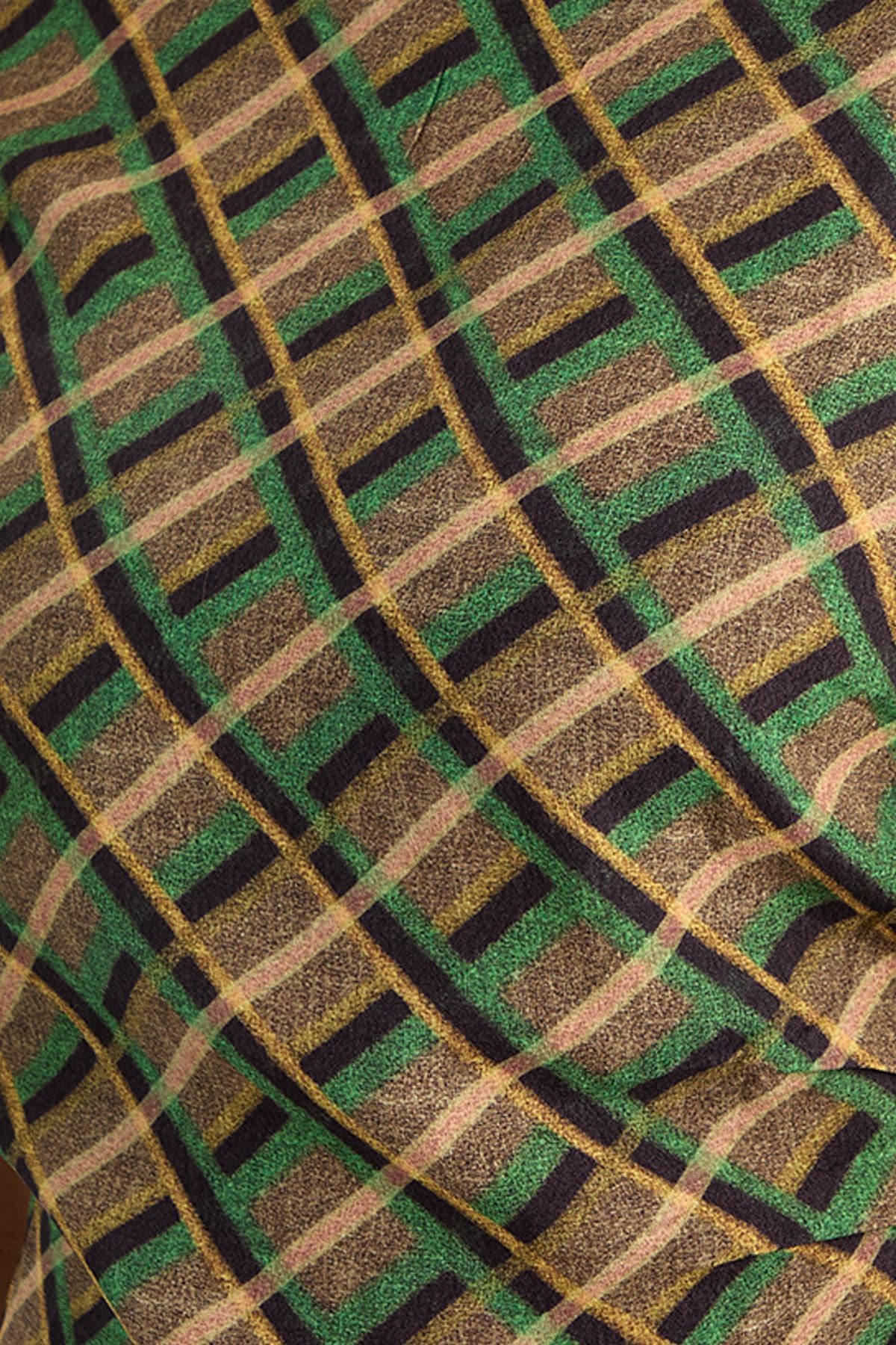 NastyGal Check Asymmetric Cap Sleeve Top Green image 5