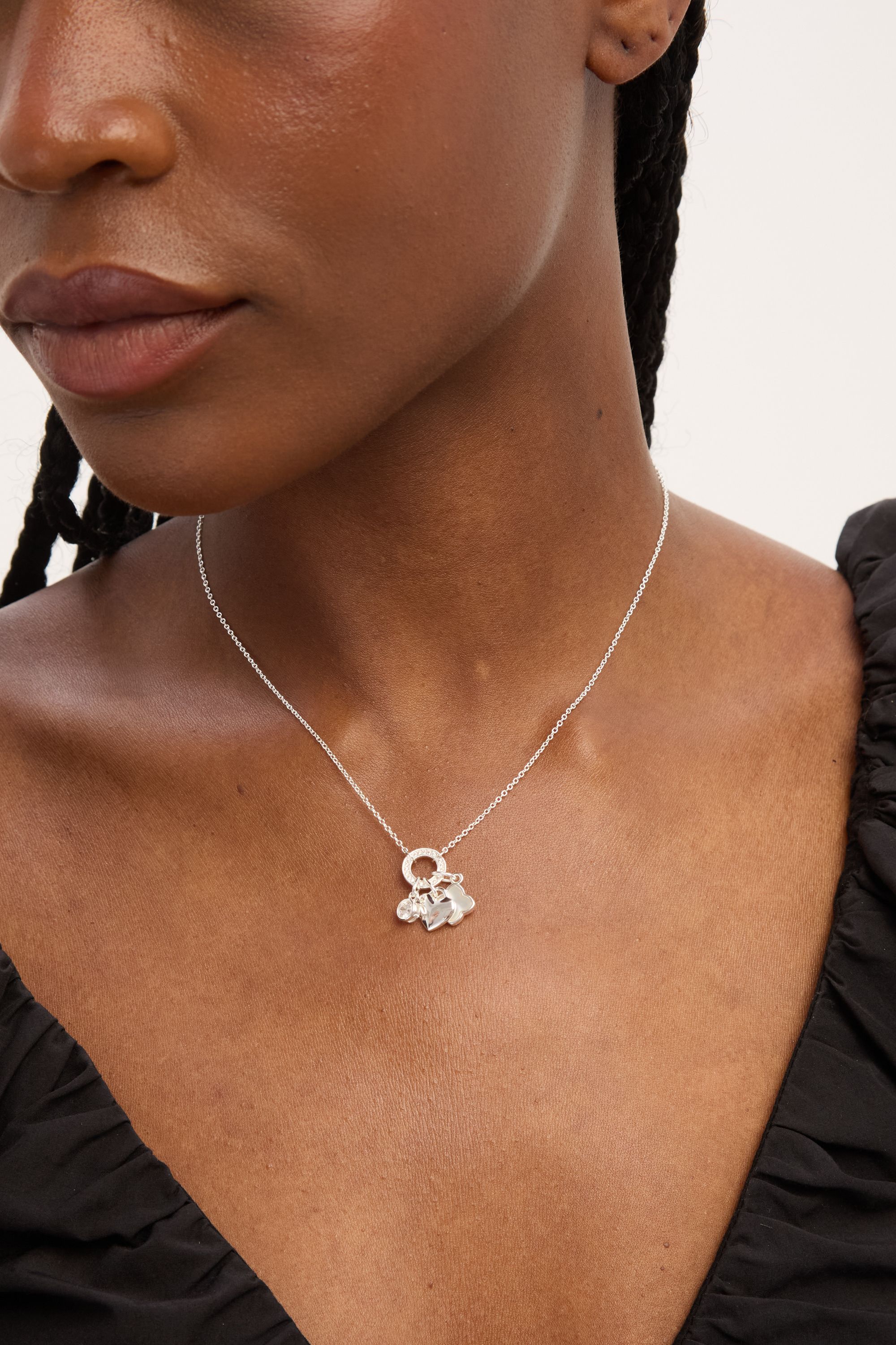 Simply Silver Sterling Silver 925 Cubic Zirconia Clover Charm Pendant image 2