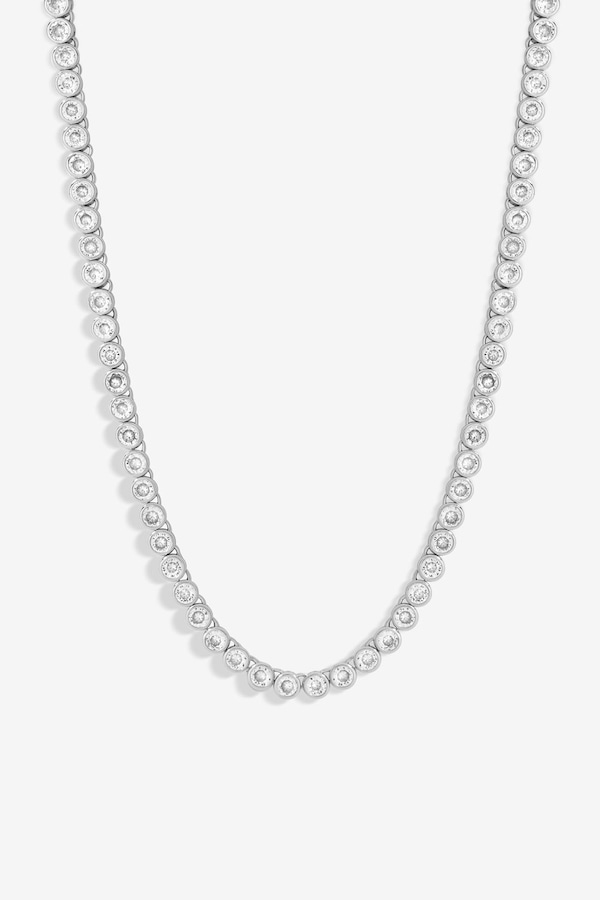 Jon Richard Silver Plated Cubic Zirconia Adjustable Tennis Necklace